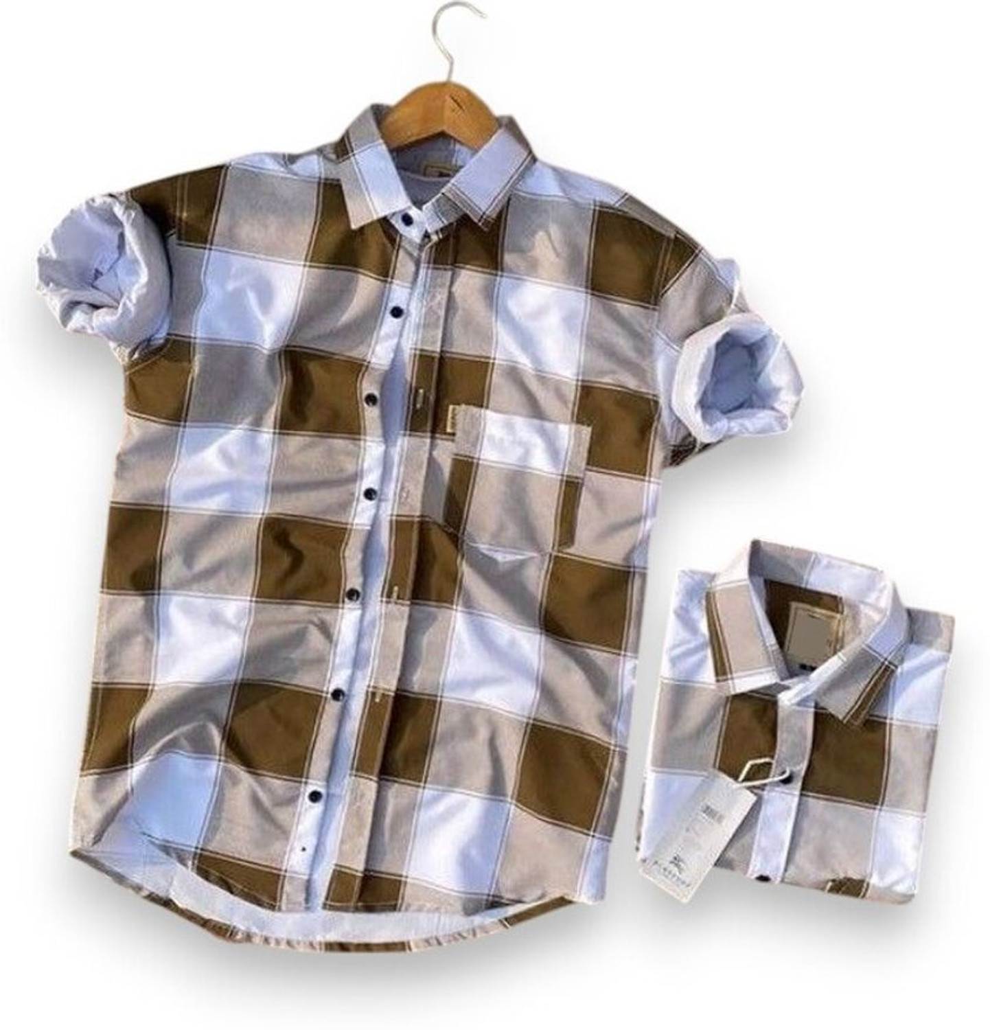 Image of DM FASHION Men Printed Casual Brown Shirt