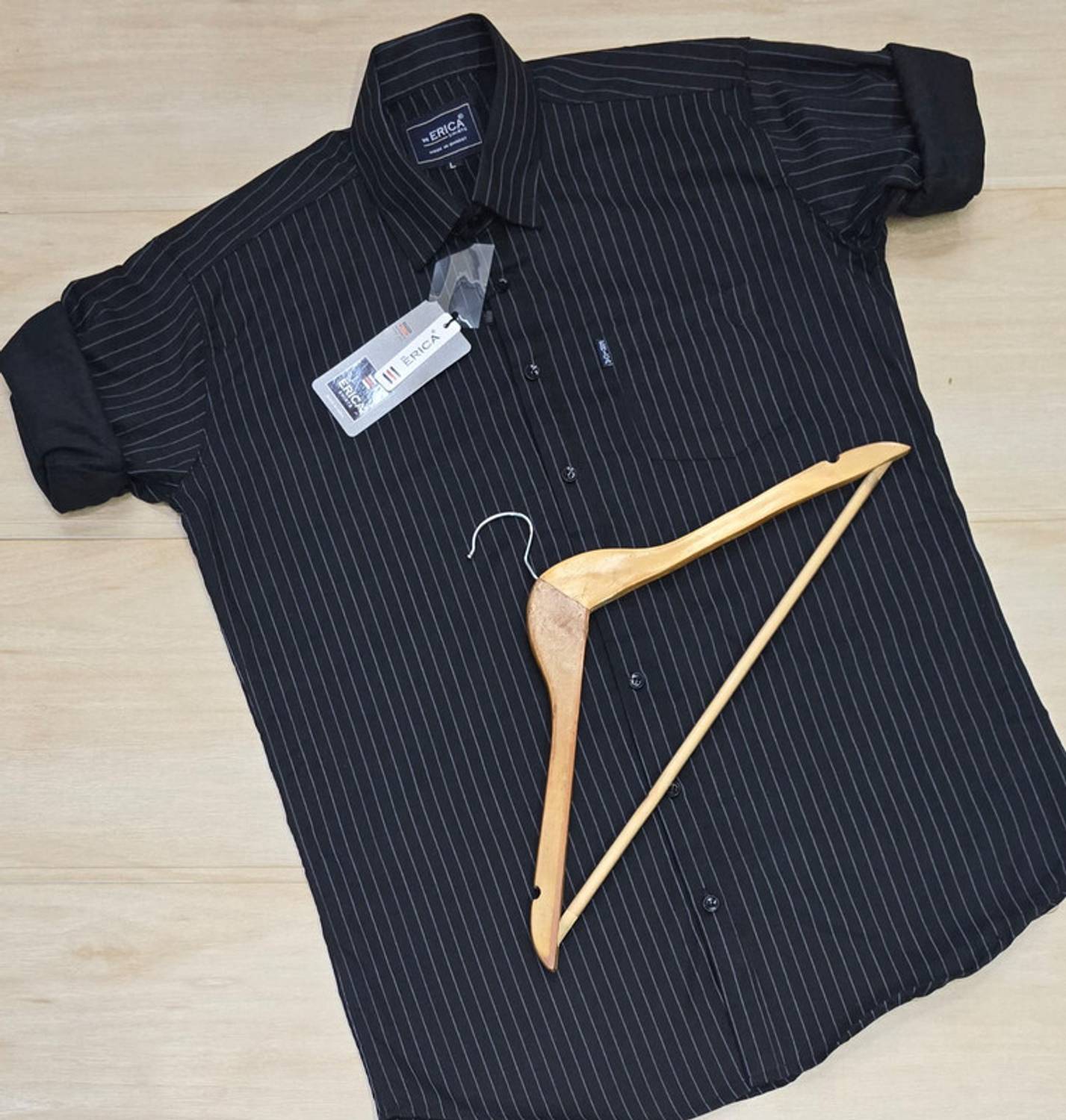 Erica Men Striped Casual Black Shirt - Image 4