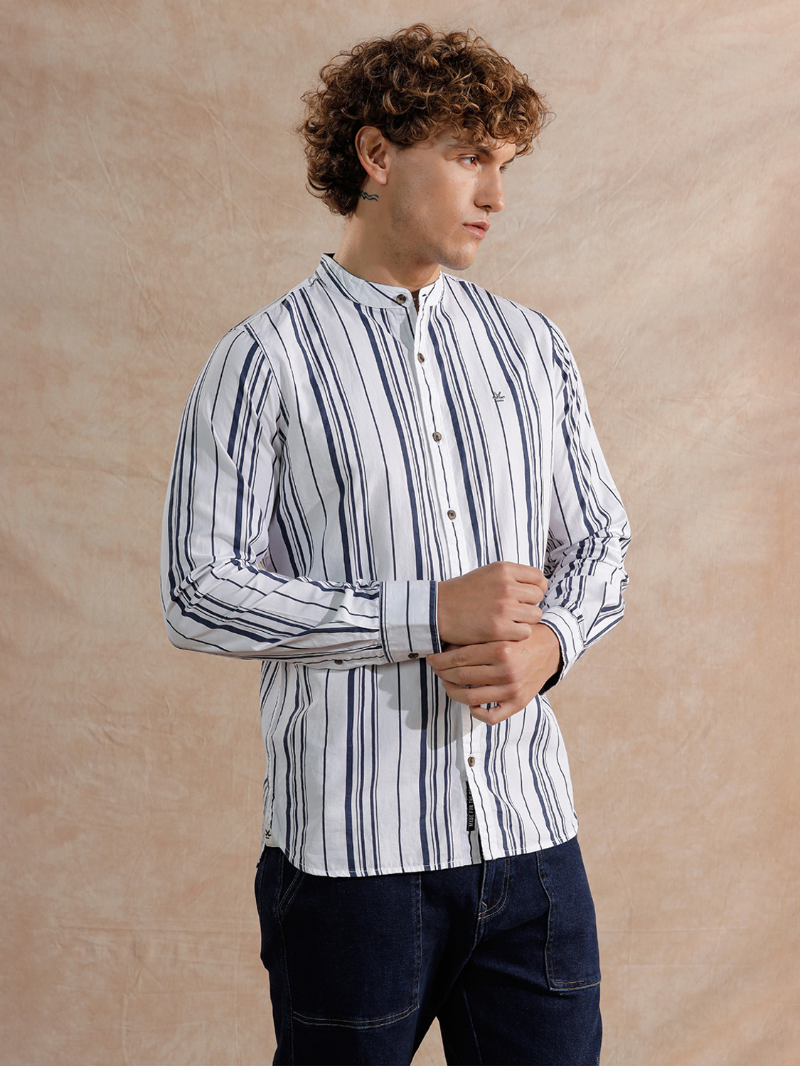 Image of WROGN Men Printed Casual White Shirt