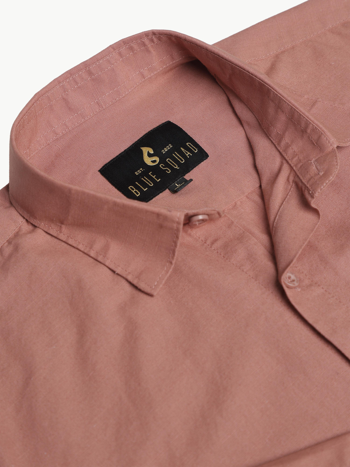 Image of BLUE SQUAD Men Solid Casual Pink Shirt