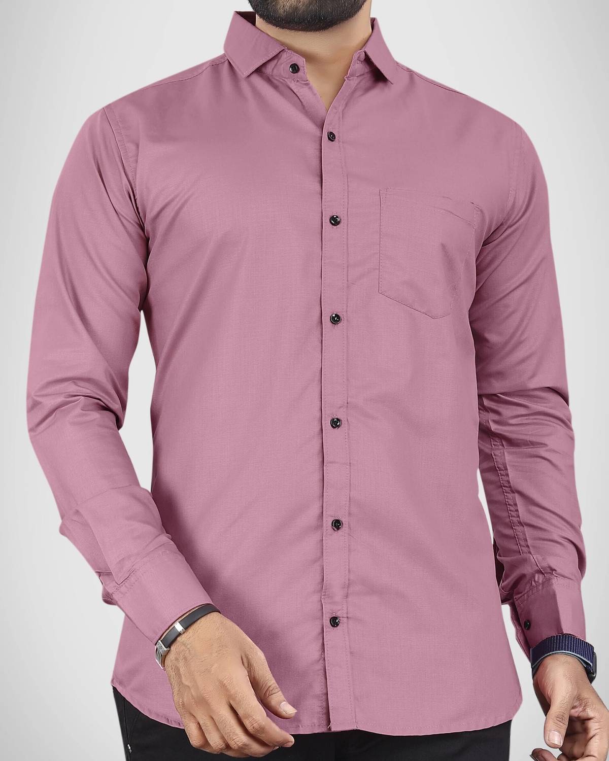 NIVICK Men Slim Fit Solid Spread Collar Formal Shirt