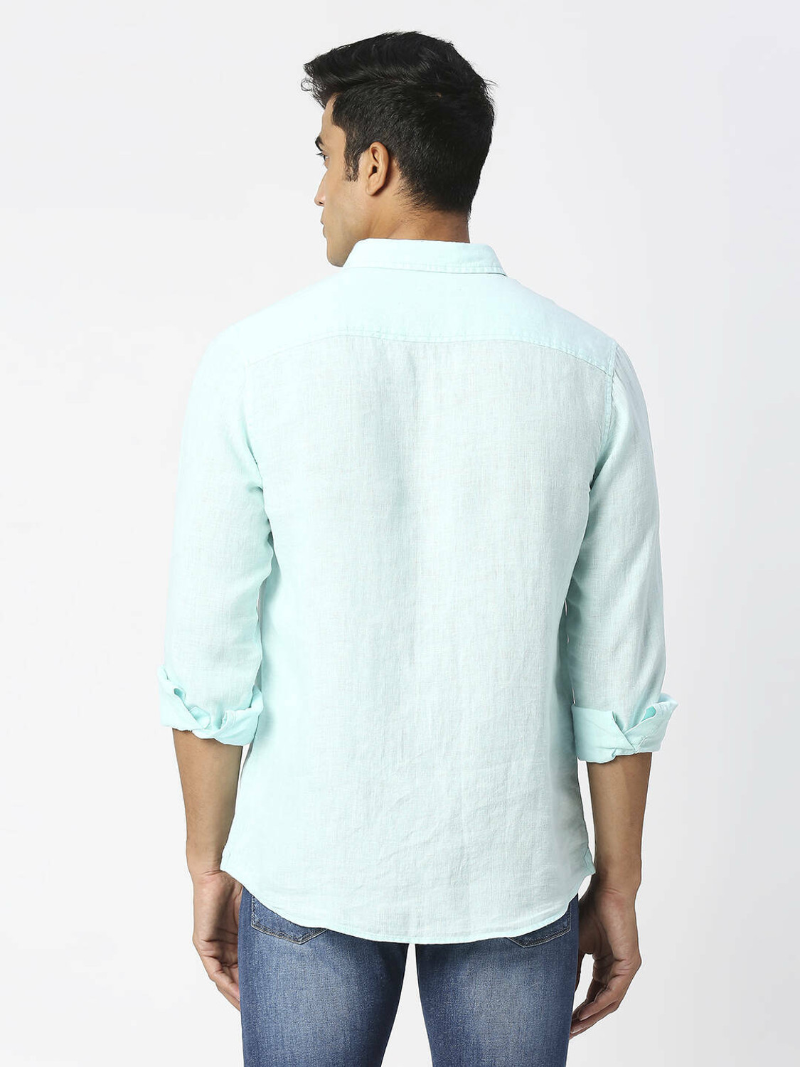 Image of Pepe Jeans Men Solid Casual Blue Shirt