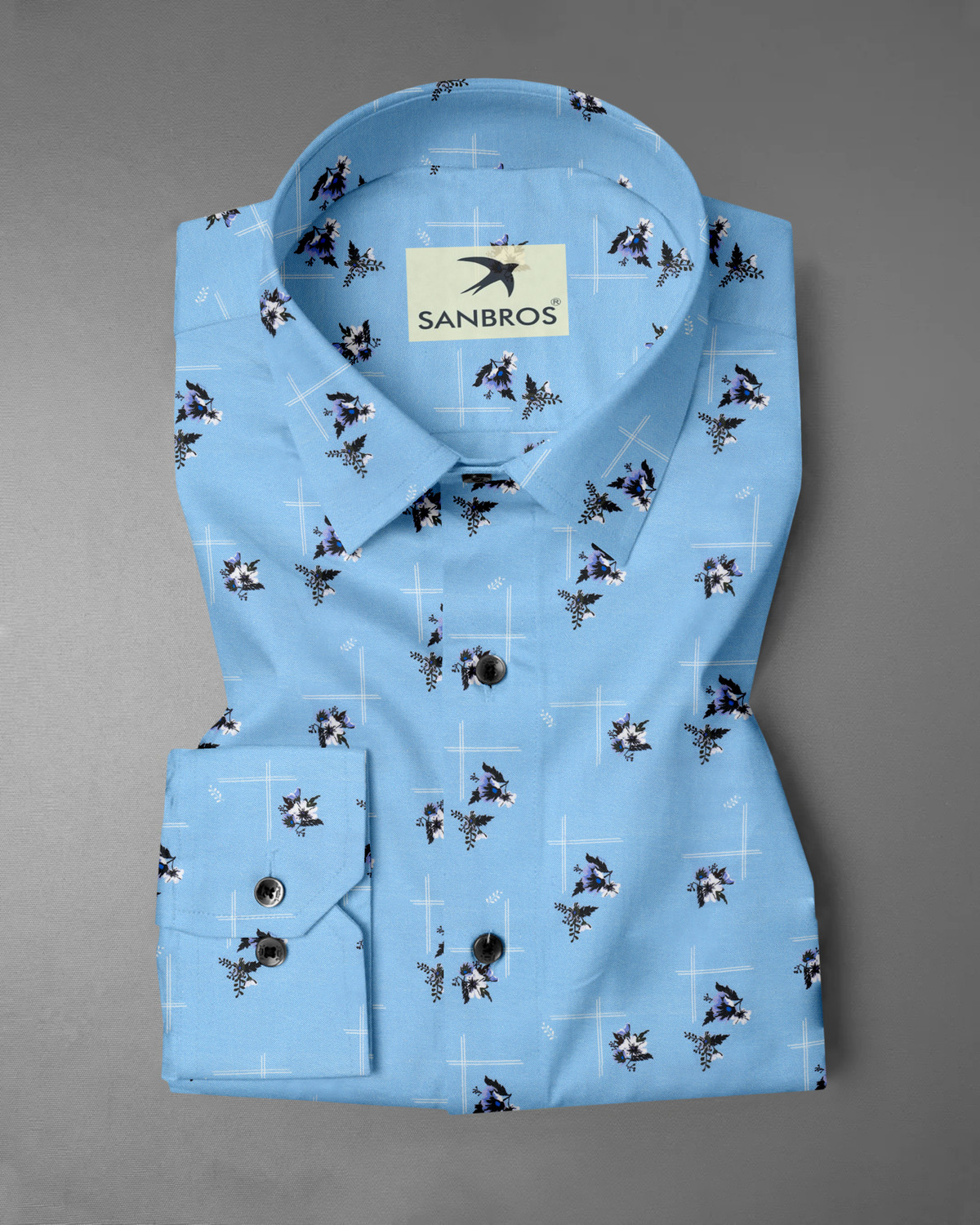 Image of SANBROS Men Printed Casual Blue Shirt