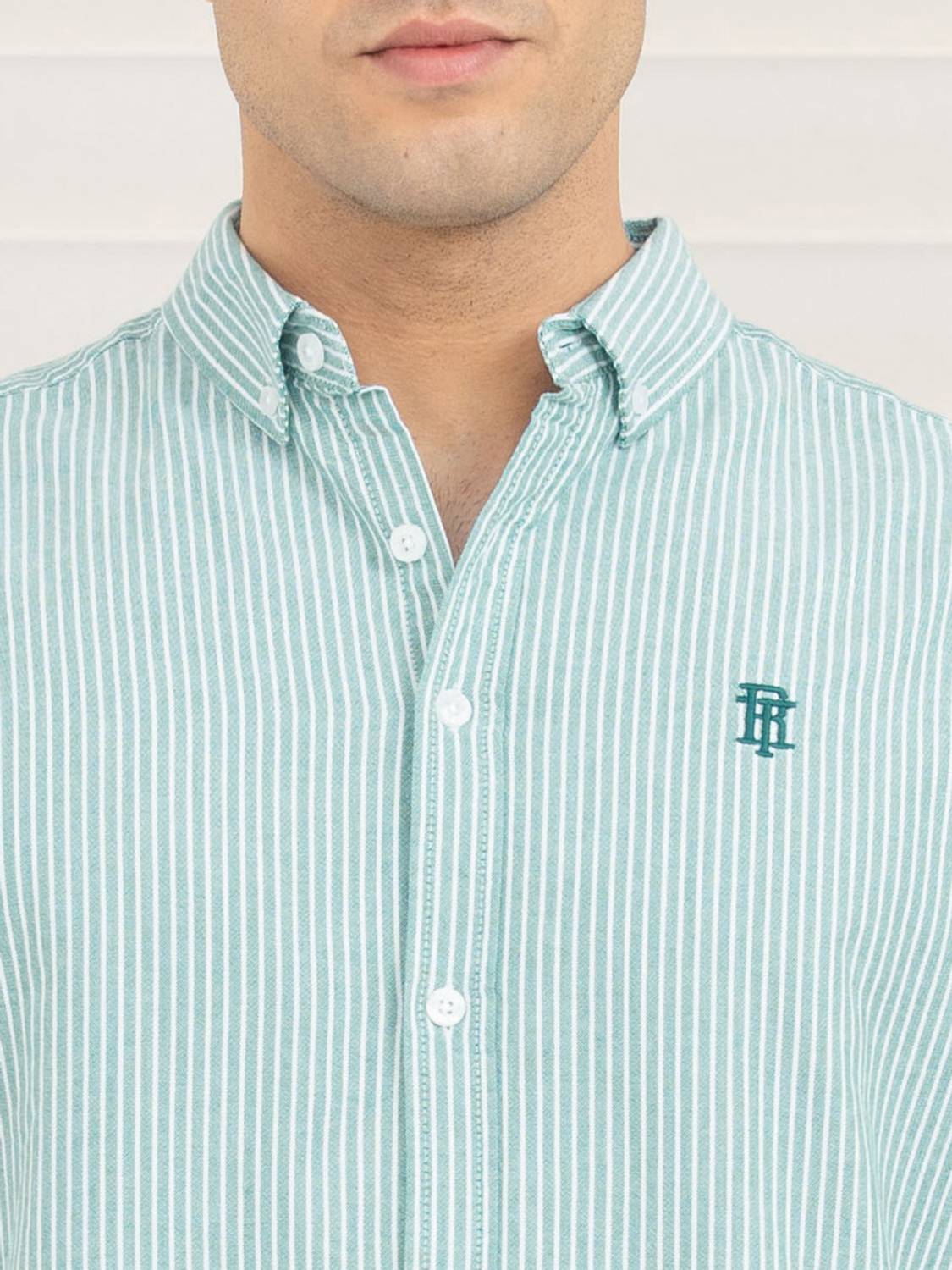 RED TAPE Men Striped Casual Green Shirt - Image 4