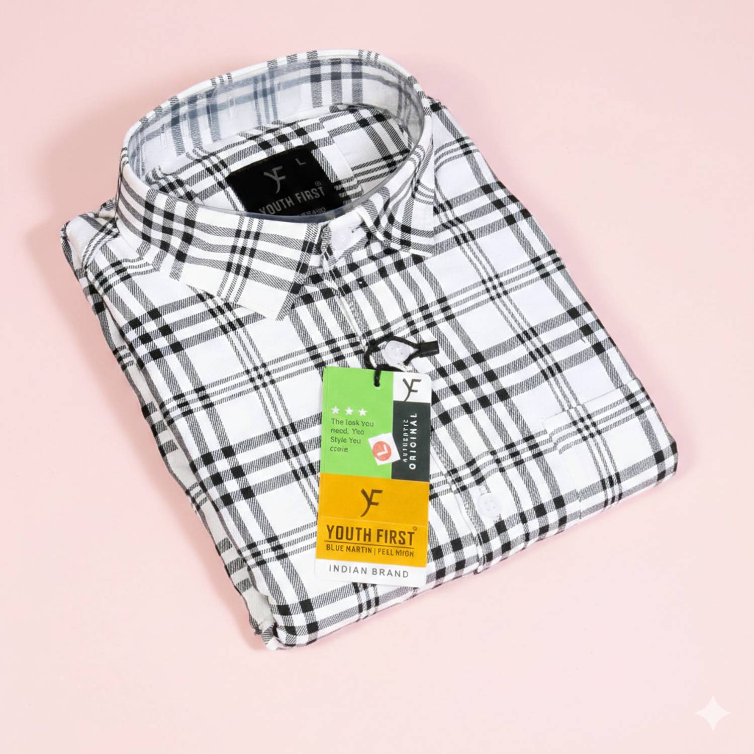 youth first Men Checkered Casual White Shirt