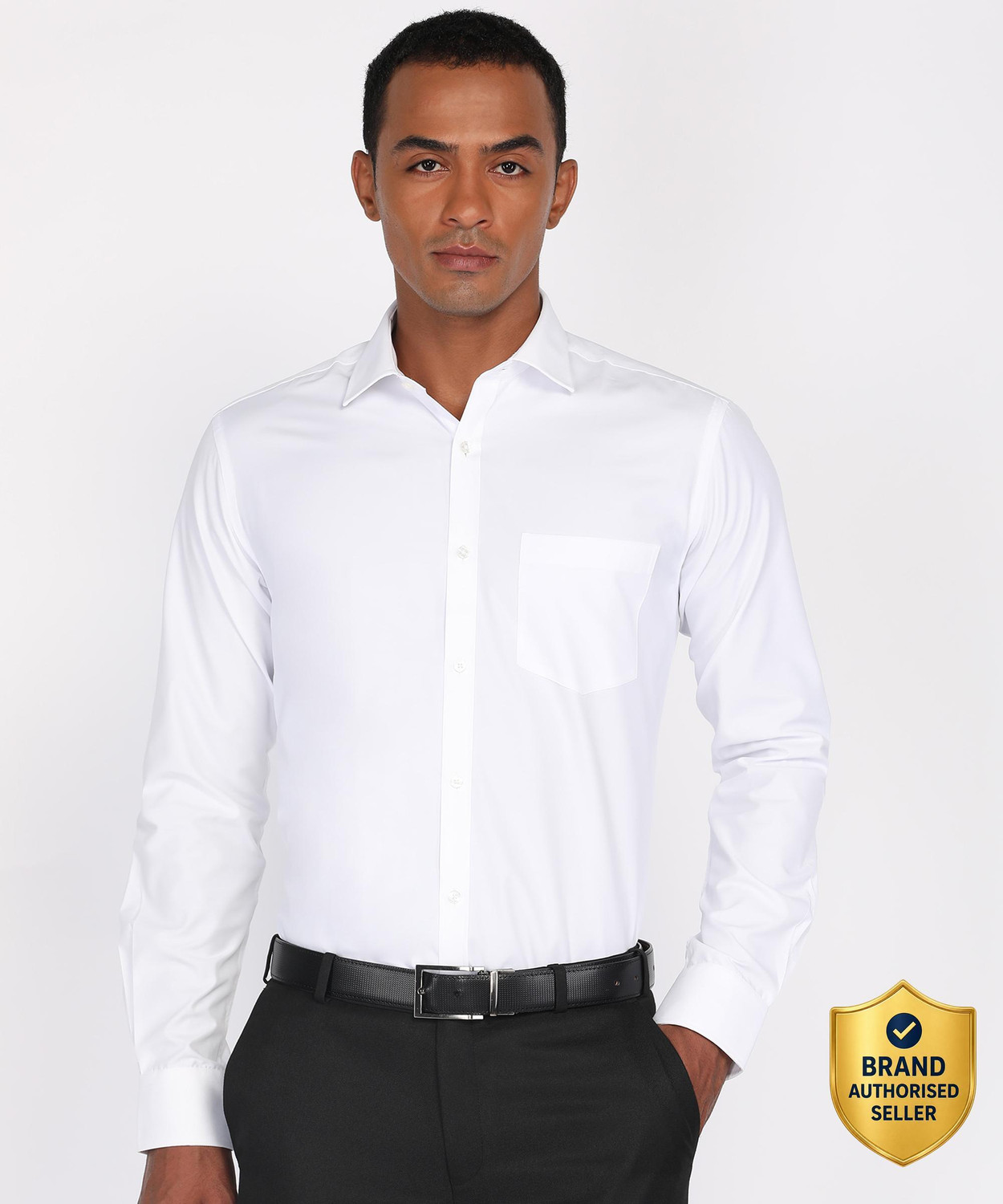 Image of PARK AVENUE Men Solid Formal White Shirt