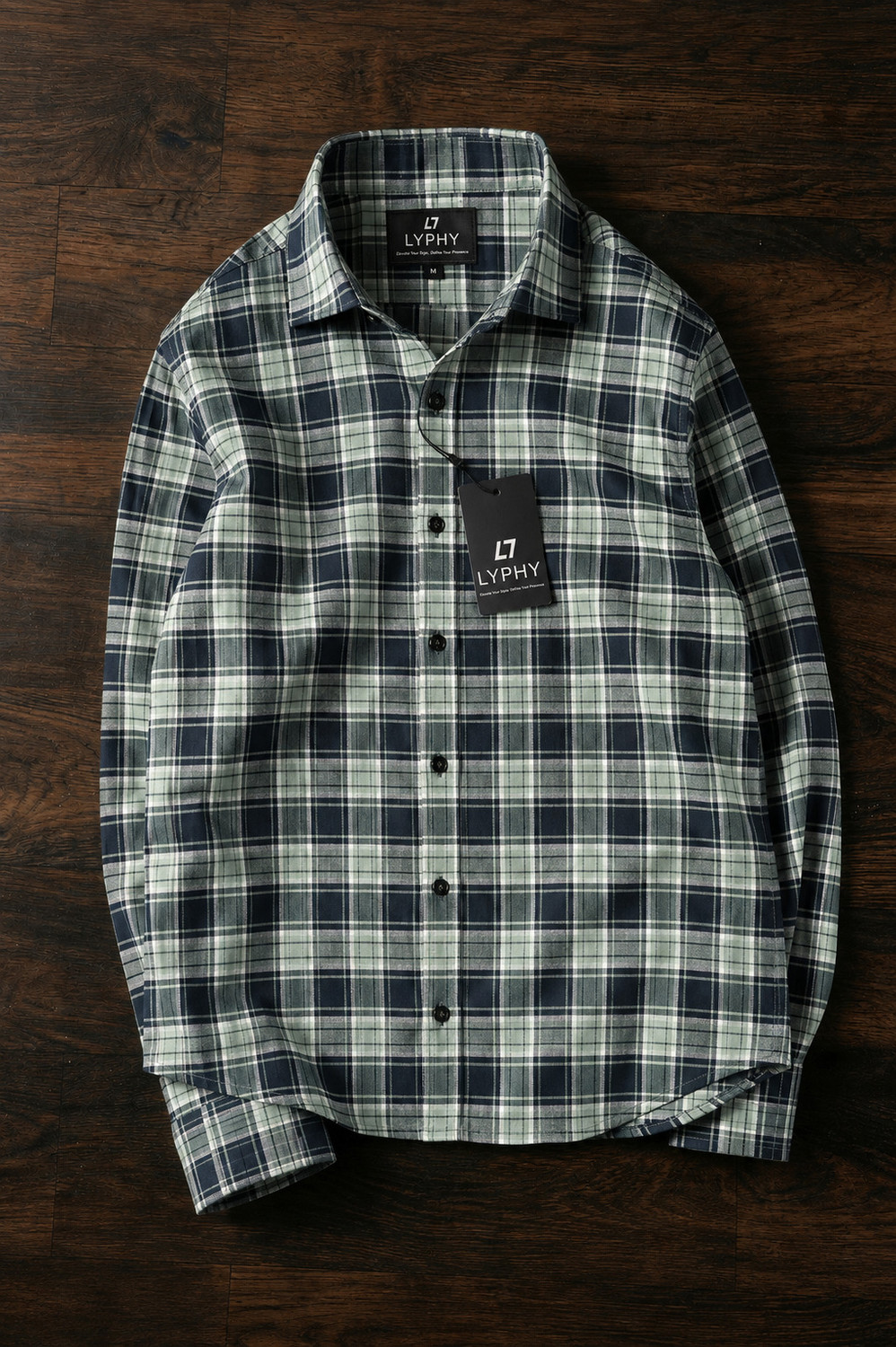 Image of Lyphy Men Checkered Casual Blue, Green Shirt