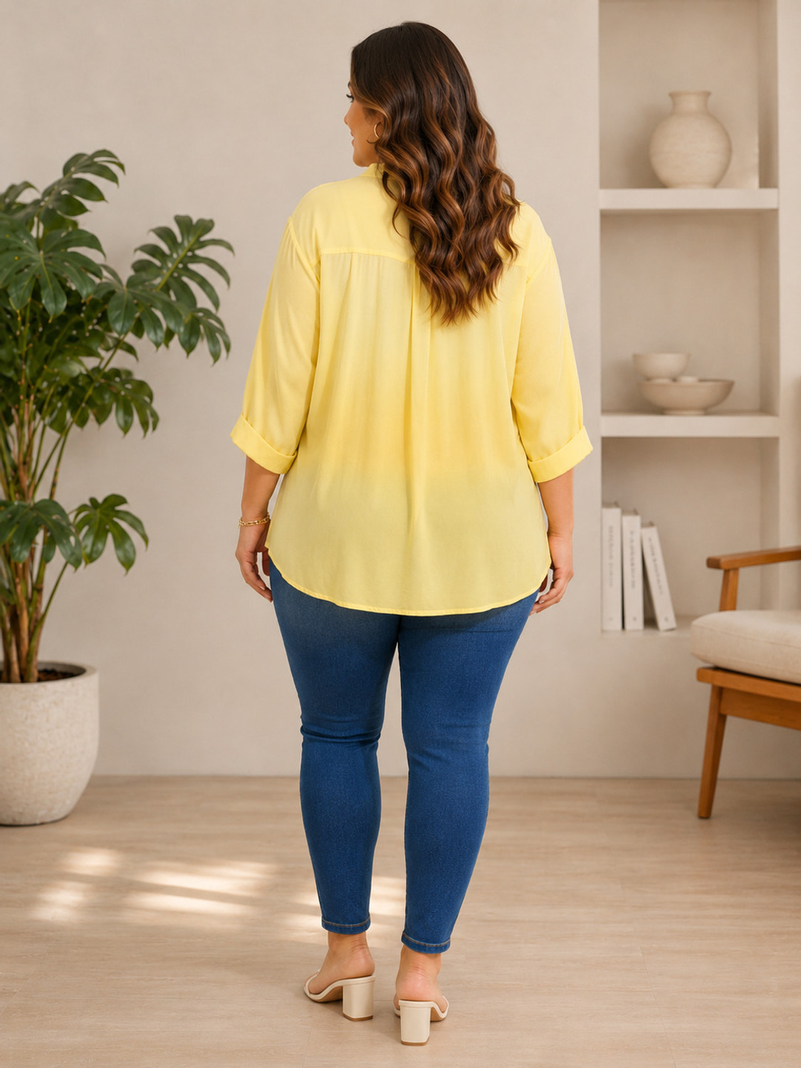 Image of TINZ Women Dyed /Ombre Casual Yellow Shirt