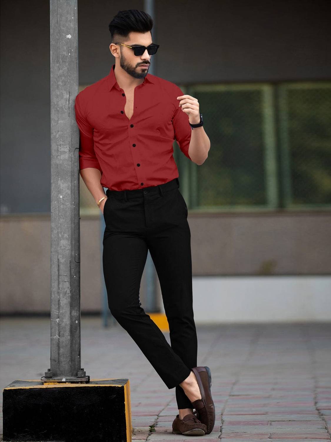 Hilton Marshall 刺繍入り赤シャツ Harshil Creation Men Solid Casual Maroon Shirt - Buy Harshil