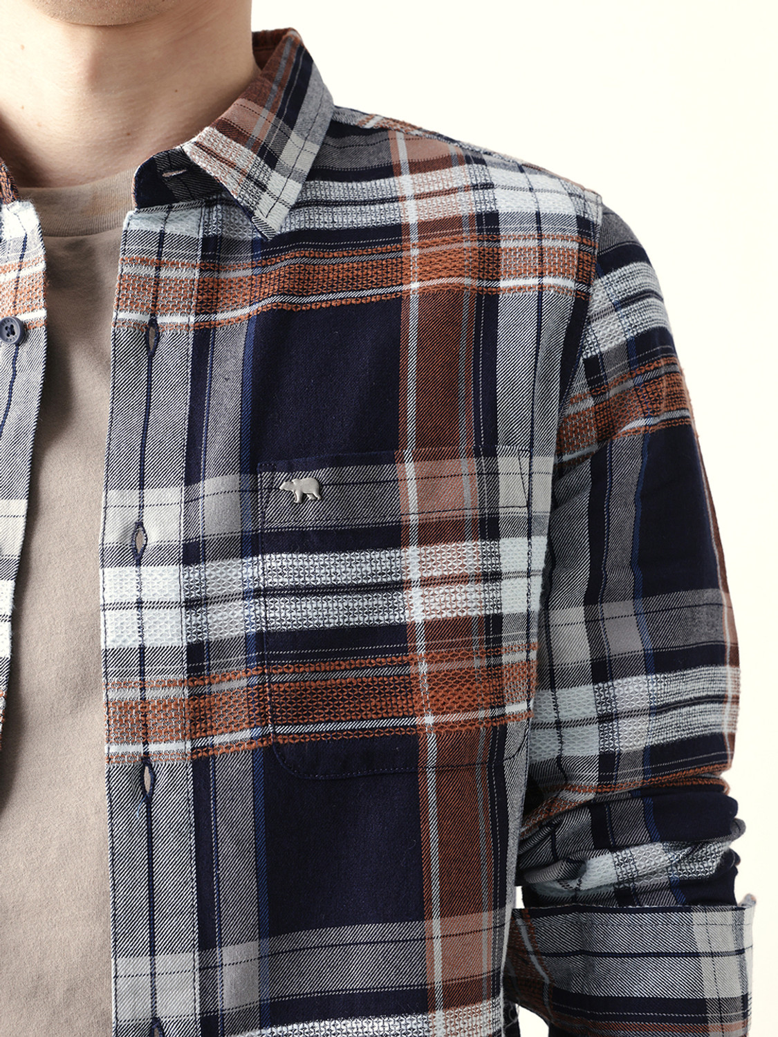 Image of THE BEAR HOUSE Men Checkered Casual Multicolor Shirt