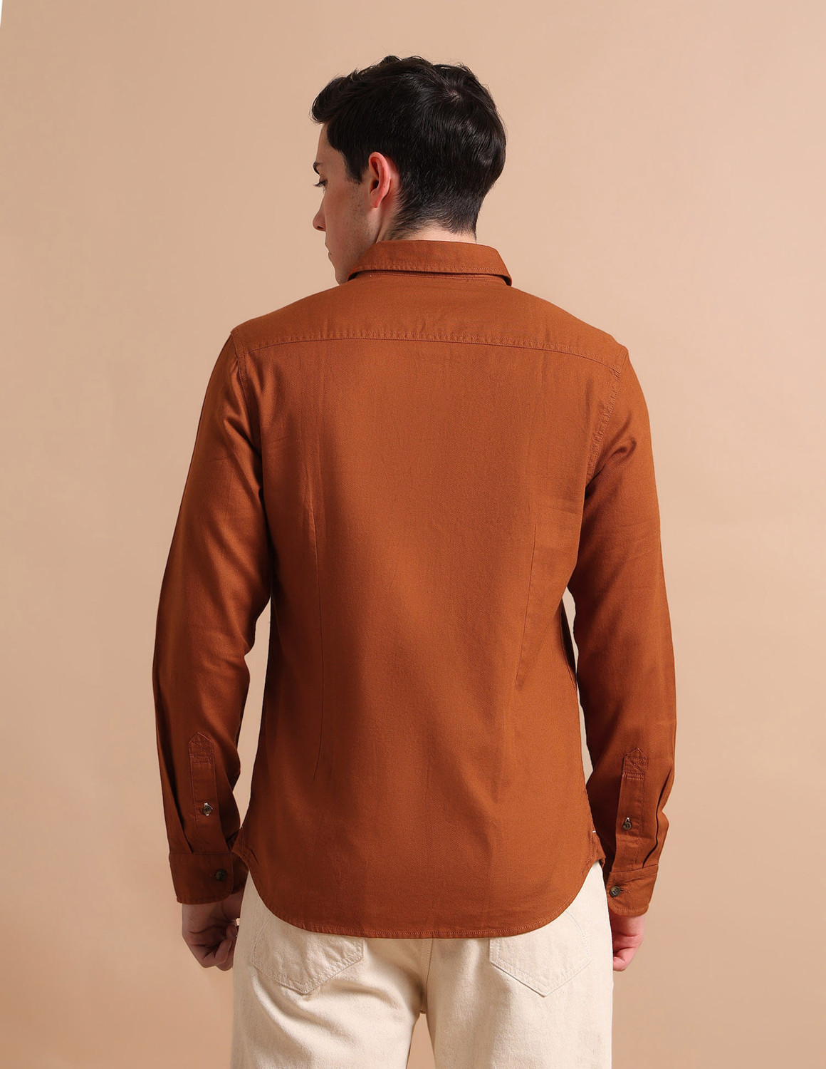 Image of U.S. POLO ASSN. Men Solid Casual Orange Shirt