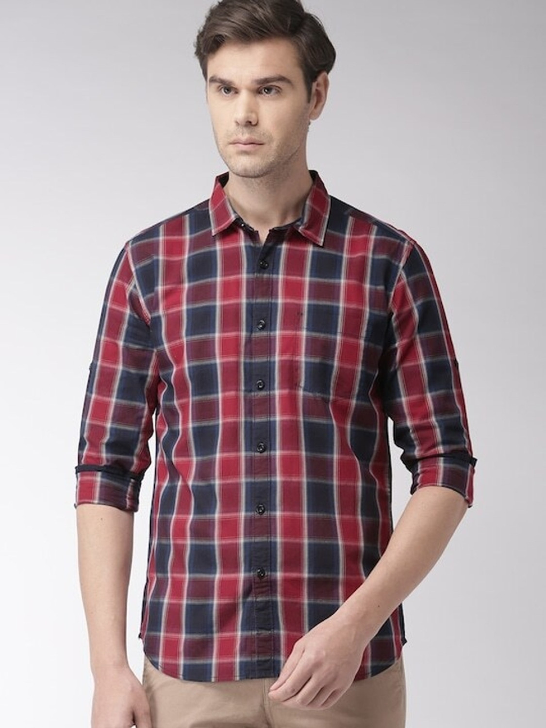 Image of HIGHLANDER Men Checkered Casual Multicolor Shirt