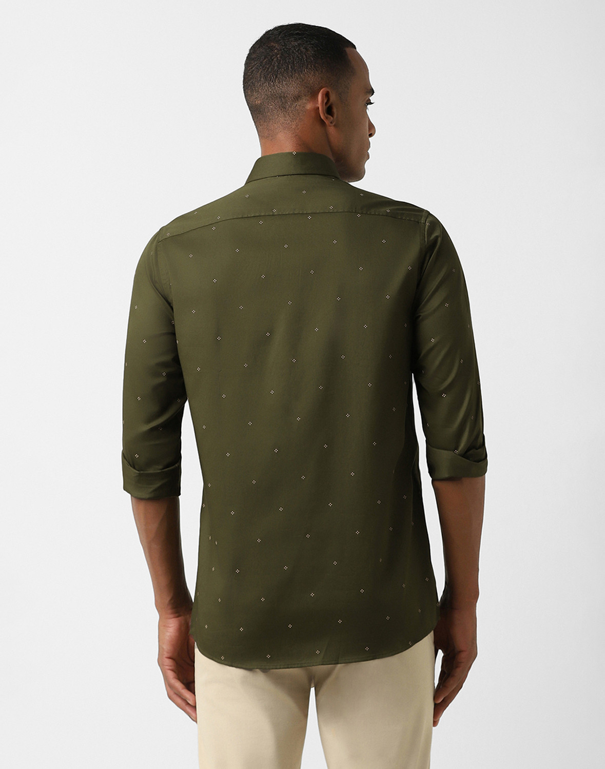 Image of PETER ENGLAND Men Printed Casual Green Shirt