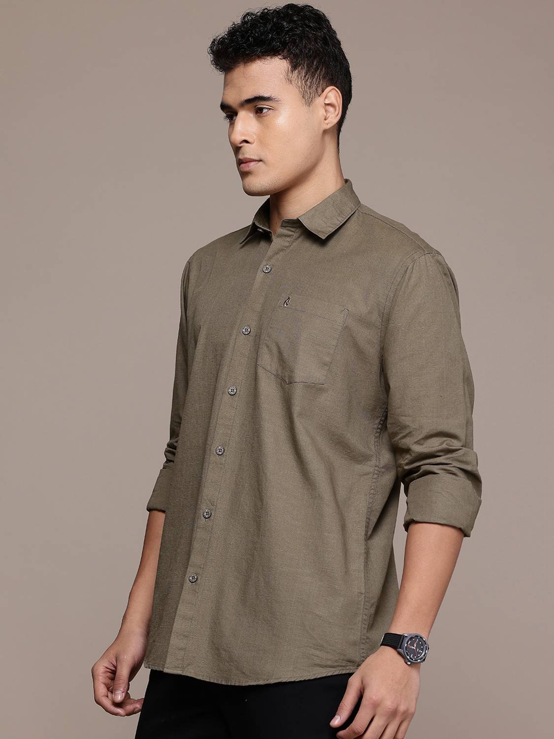 Blue Squad Men's Brown Solid Casual Shirt - Image 3