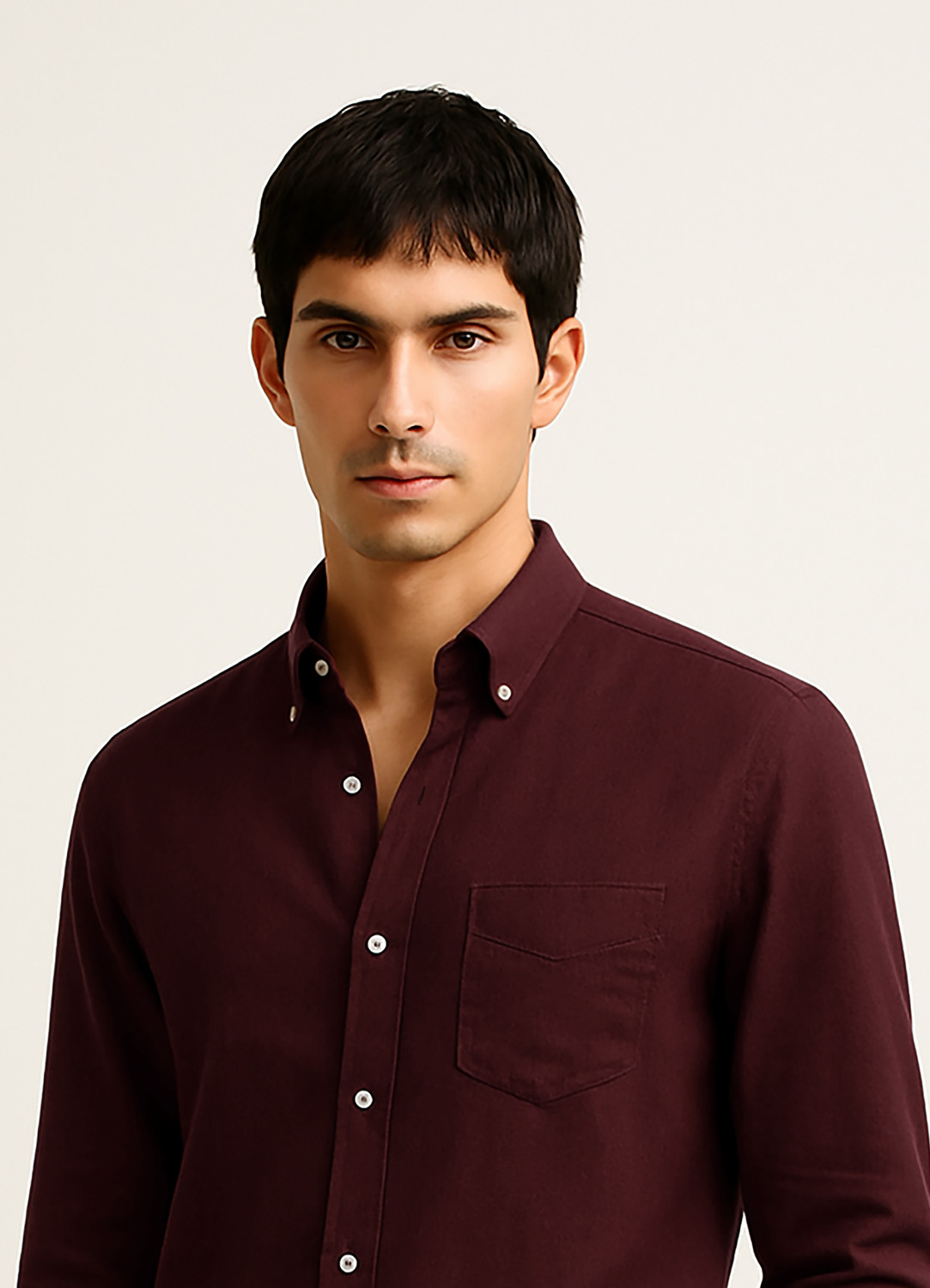 Image of MISCHIEF Monkey Men Solid Casual Maroon Shirt