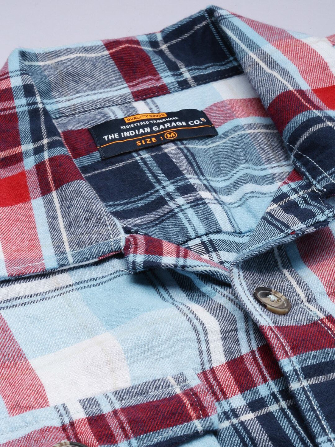 Image of The Indian Garage Co. Men Checkered Casual Blue Shirt