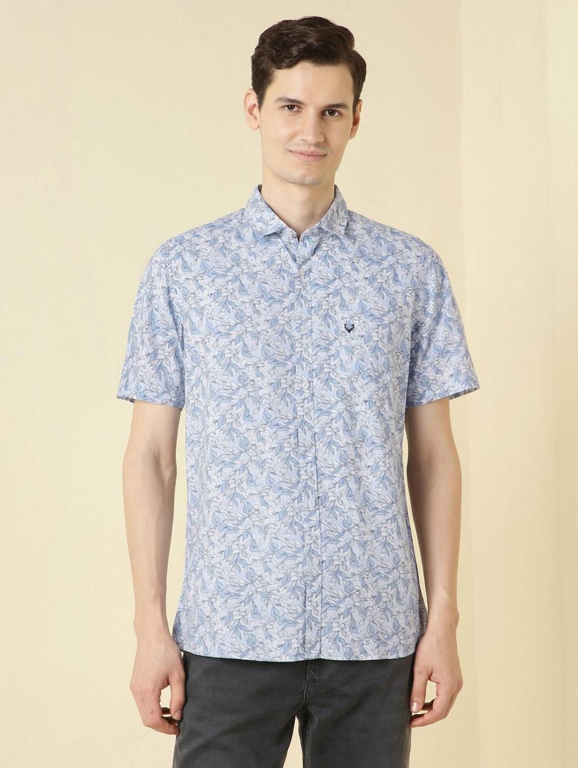 Allen Solly Men Printed Casual Light Blue Shirt