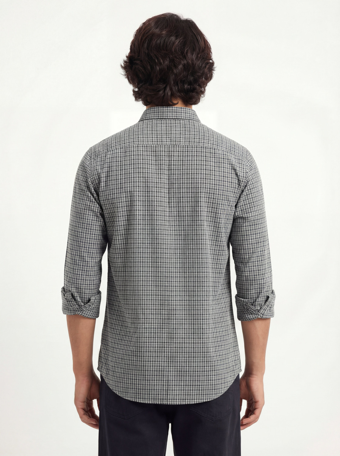 Image of Roadster Men Checkered Casual Grey Shirt