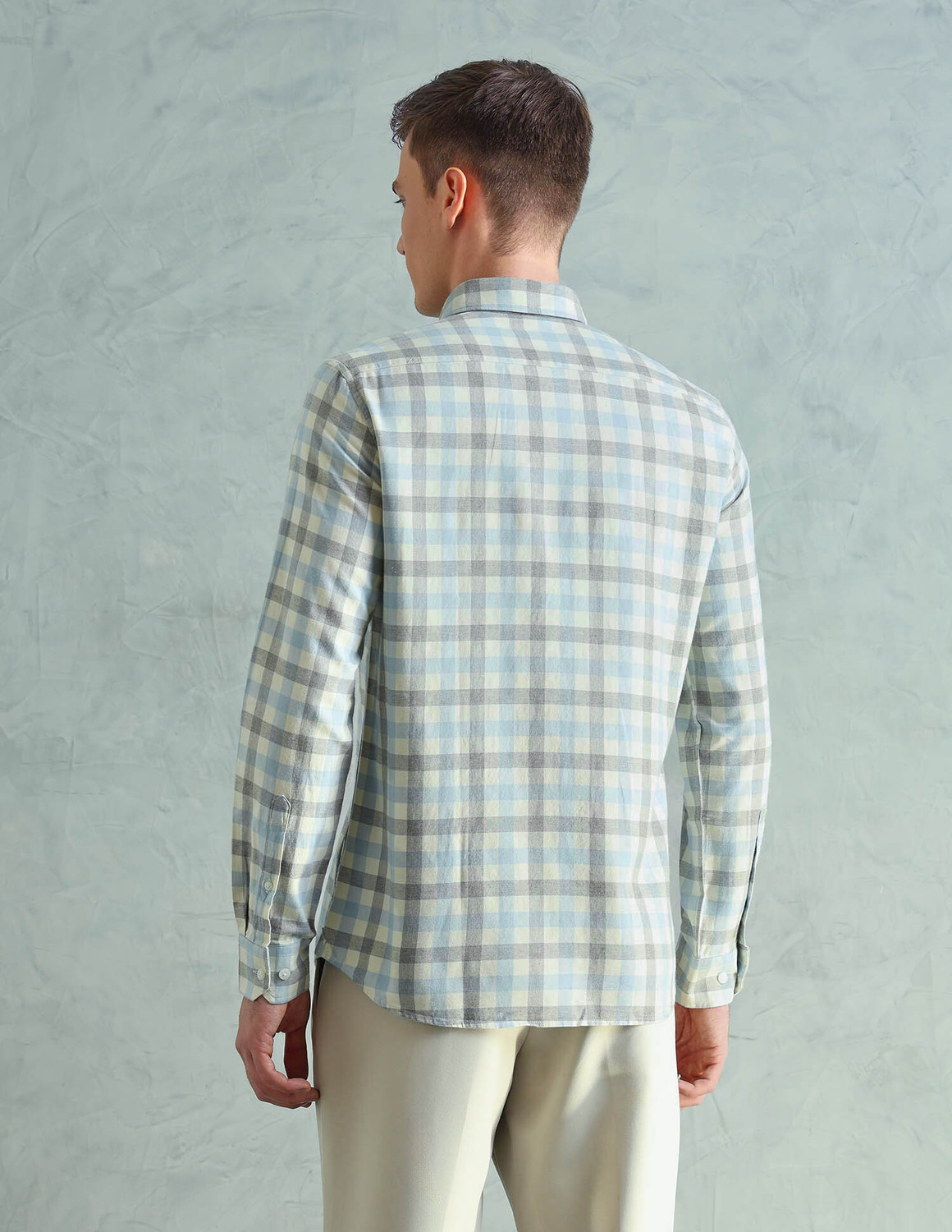 Image of Arrow Sport Men Checkered Casual Blue Shirt