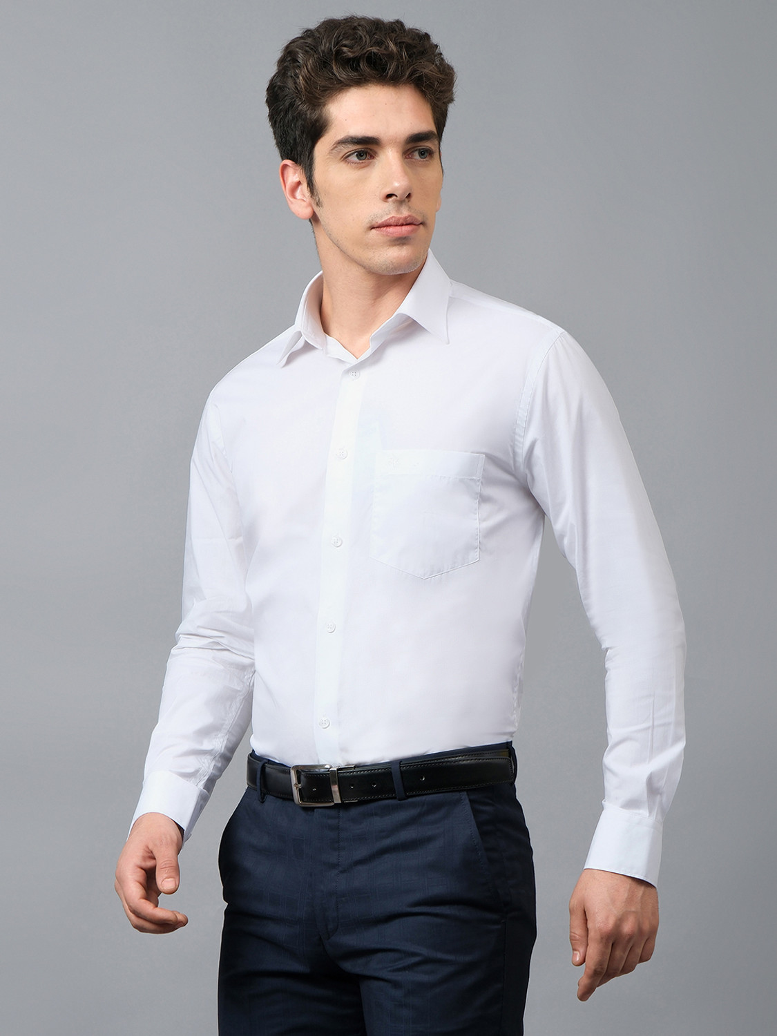 Image of CANTABIL Men Solid Formal White Shirt
