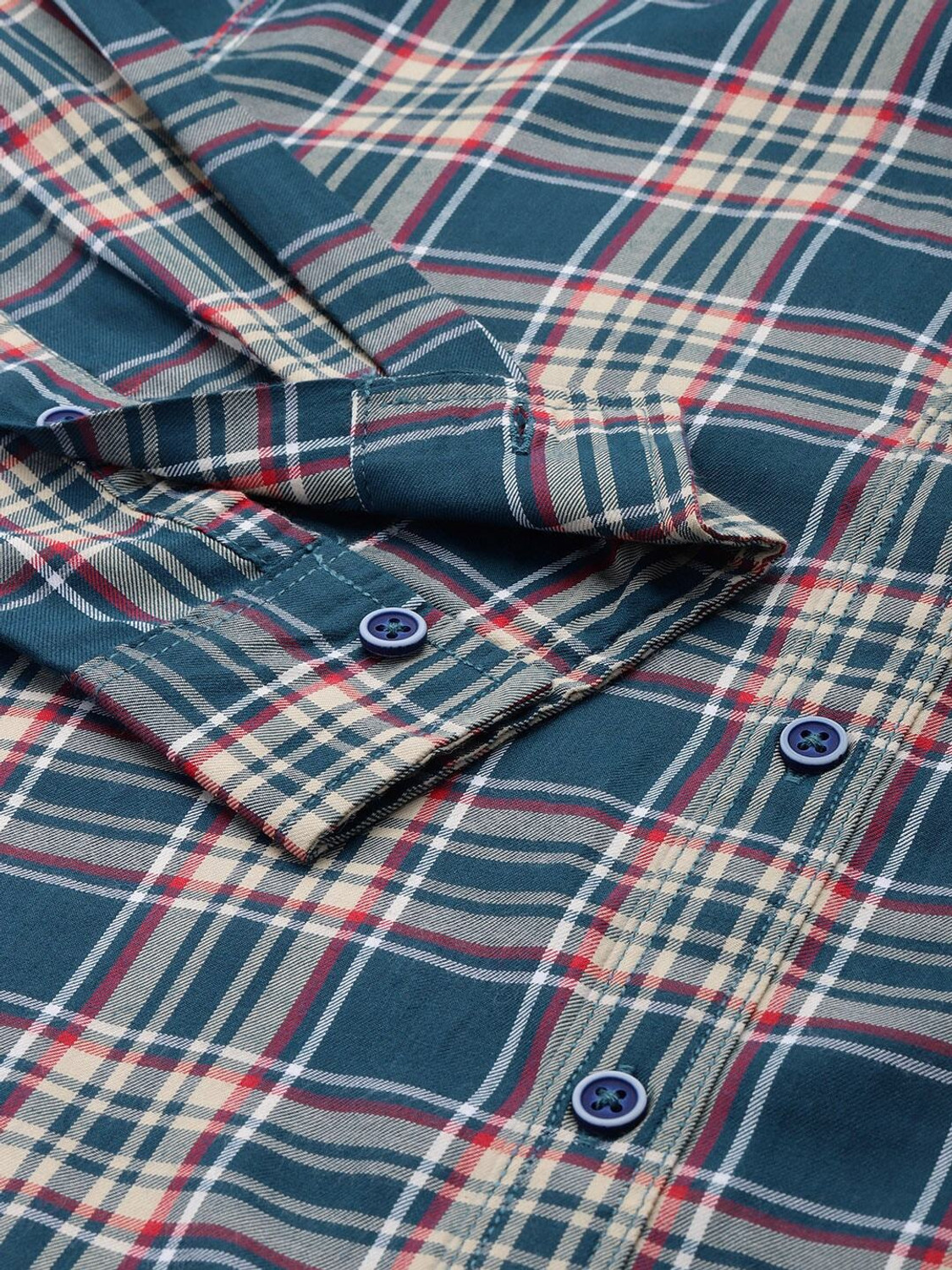 Image of The Indian Garage Co. Men Checkered Casual Dark Blue Shirt