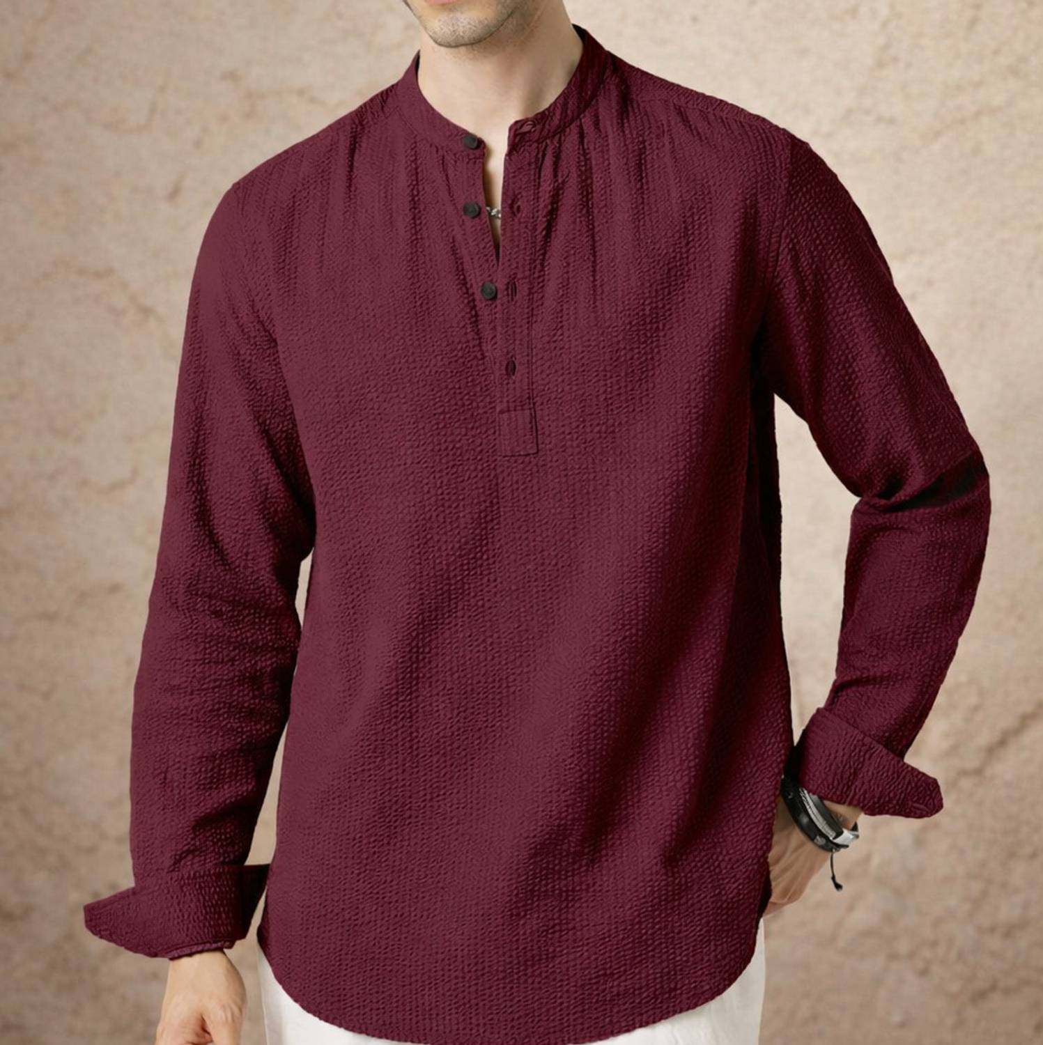 COMBRAIDED Men Maroon Casual Shirt - Image 2