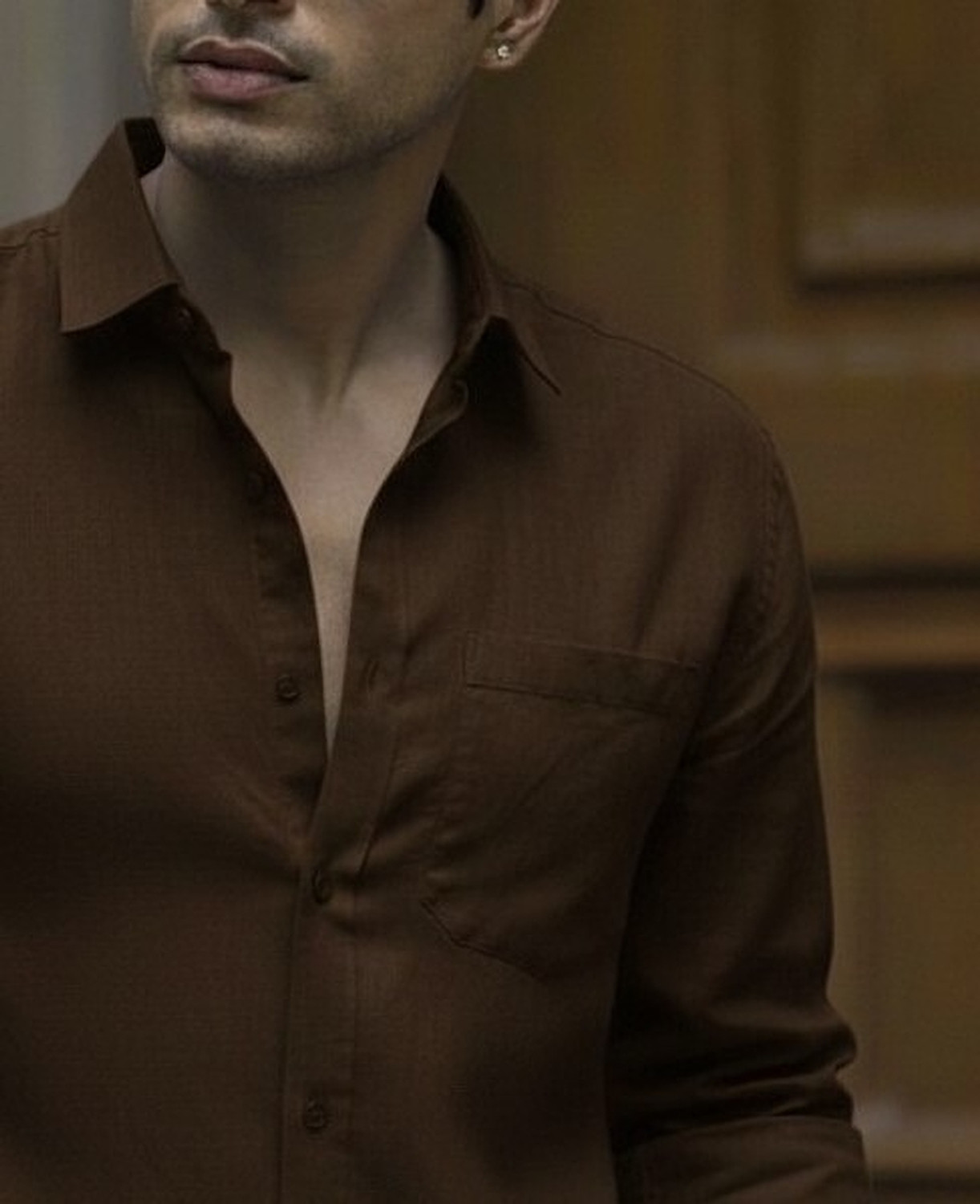 Image of Zonly Men Solid Casual Brown, Blue, Green, Cream Shirt