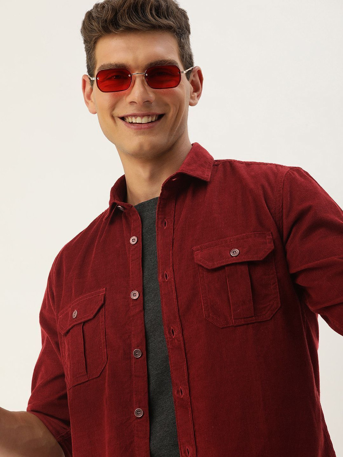 Mast & Harbour Men Solid Casual Red Shirt