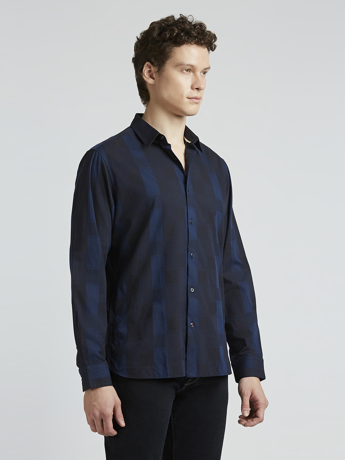 Image of Pepe Jeans Men Checkered Casual Blue Shirt