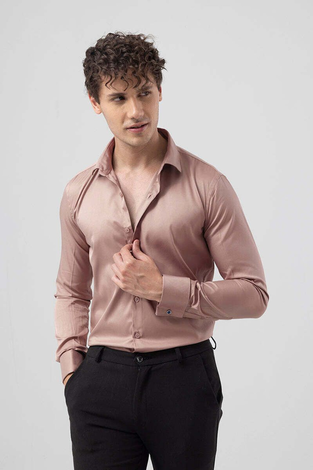 Image of Snitch Men Solid Casual Pink Shirt