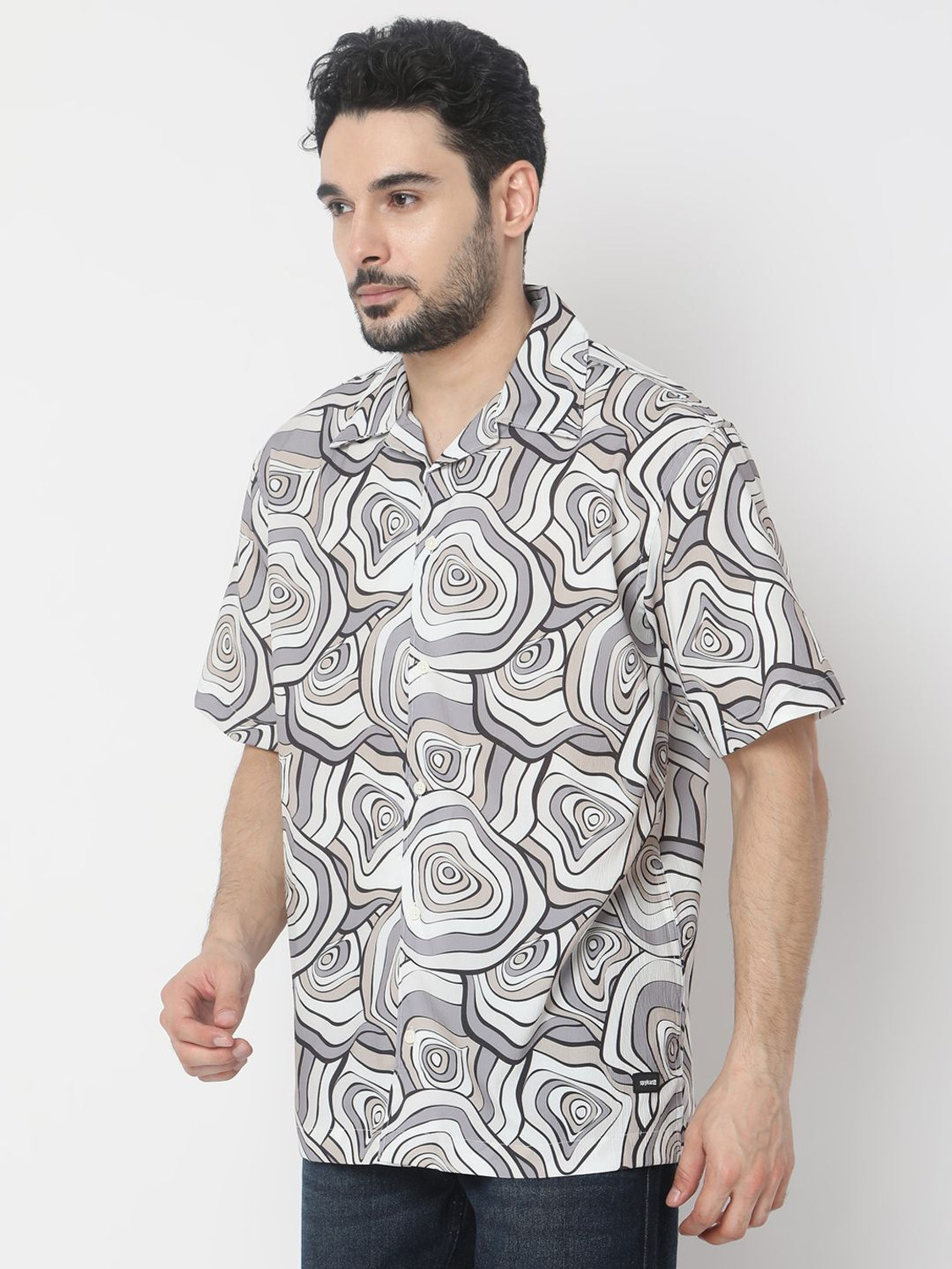 Image of Spykar Men Printed Casual Beige Shirt