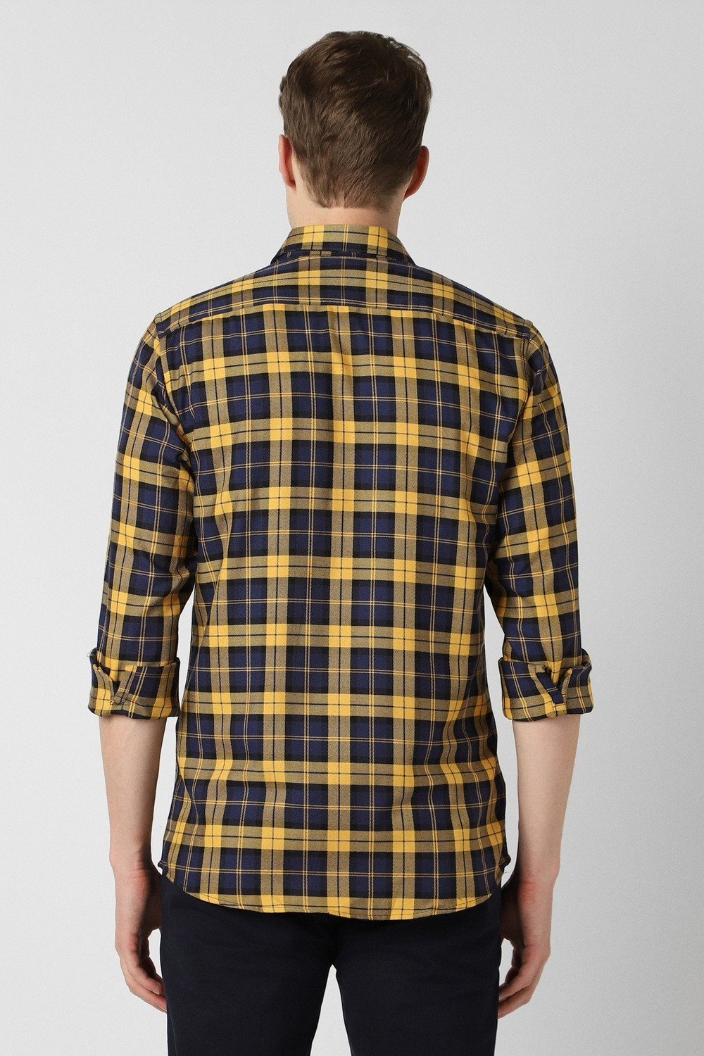 Image of PETER ENGLAND Men Checkered Casual Yellow Shirt