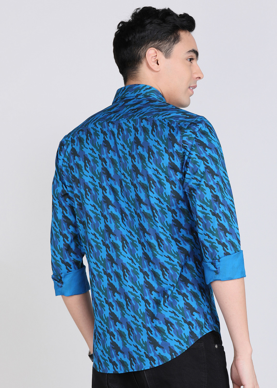 Image of PETER ENGLAND Men Printed Casual Blue Shirt
