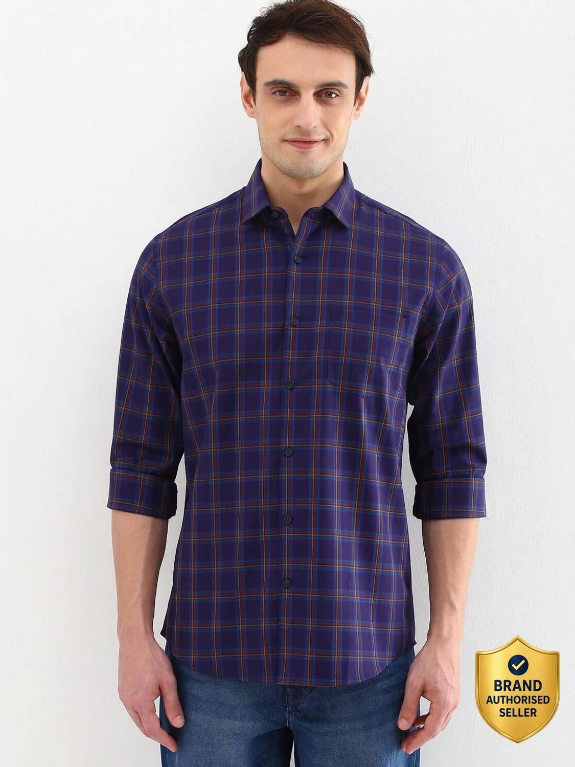 Allen Solly Men Checkered Casual Purple Shirt