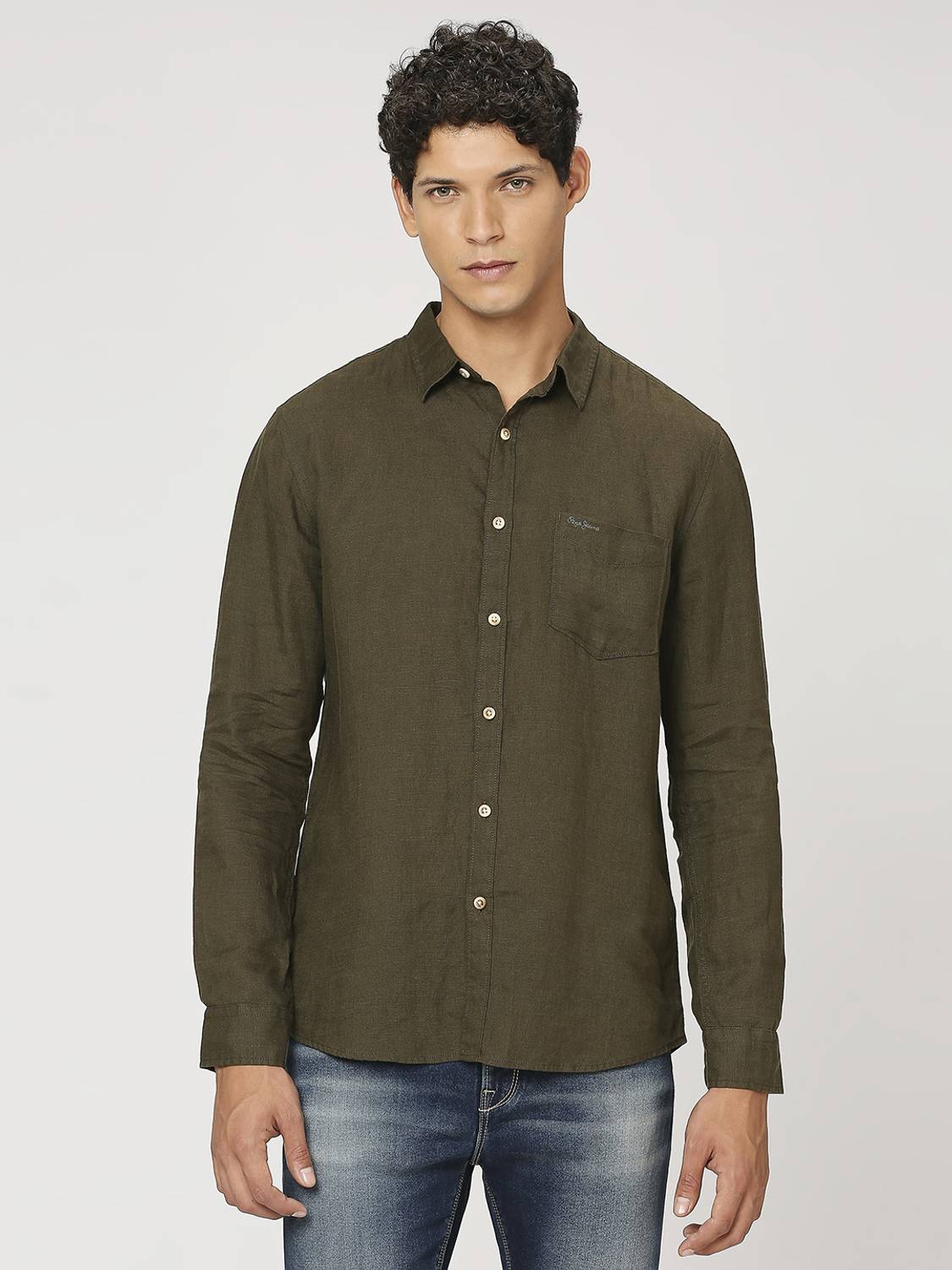 Pepe Jeans Men Solid Casual Green Shirt - Image 3