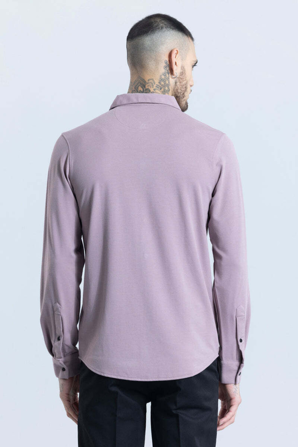 Image of Snitch Men Solid Casual Purple Shirt