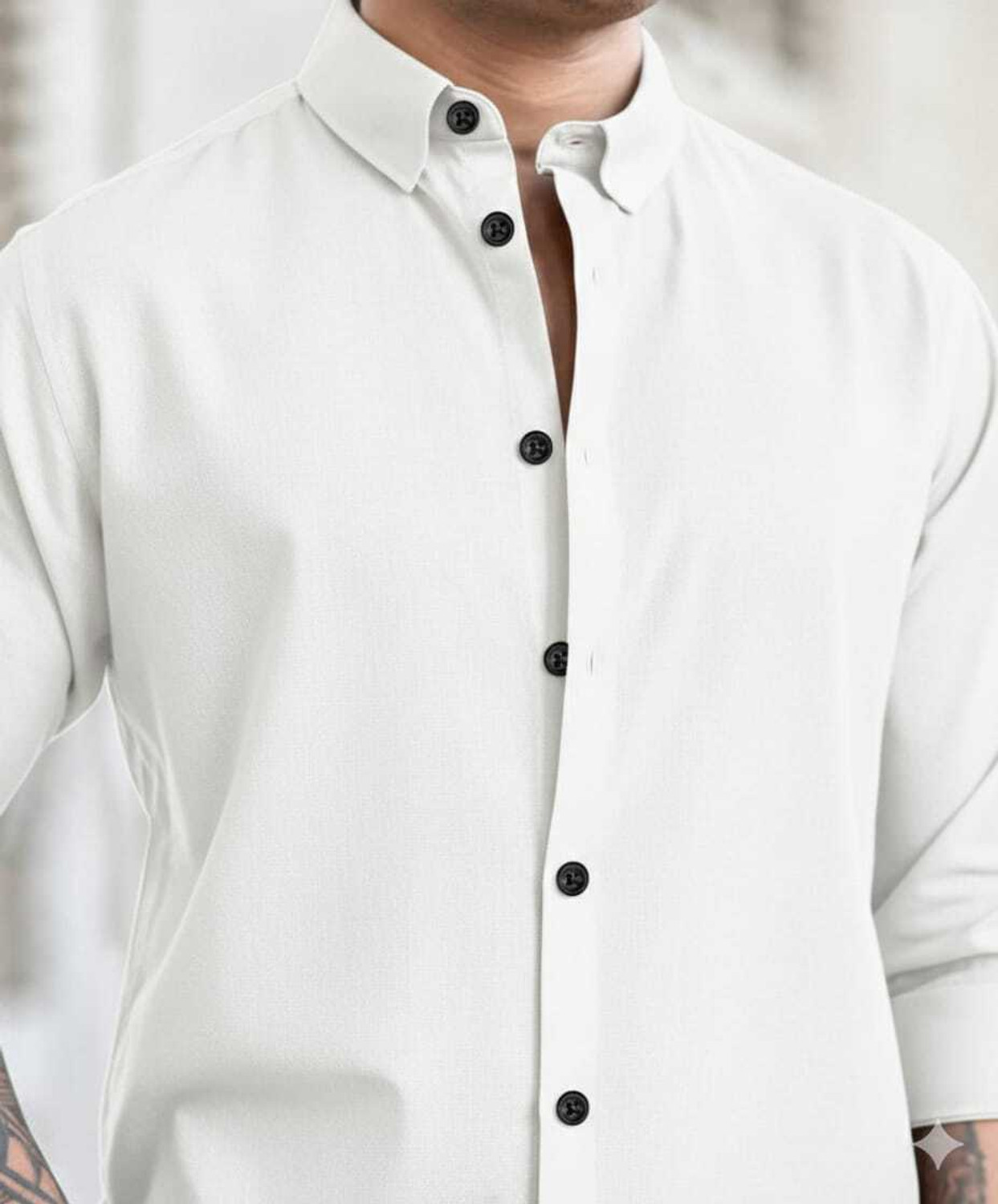 Image of CFILORUX Men Solid Casual White Shirt