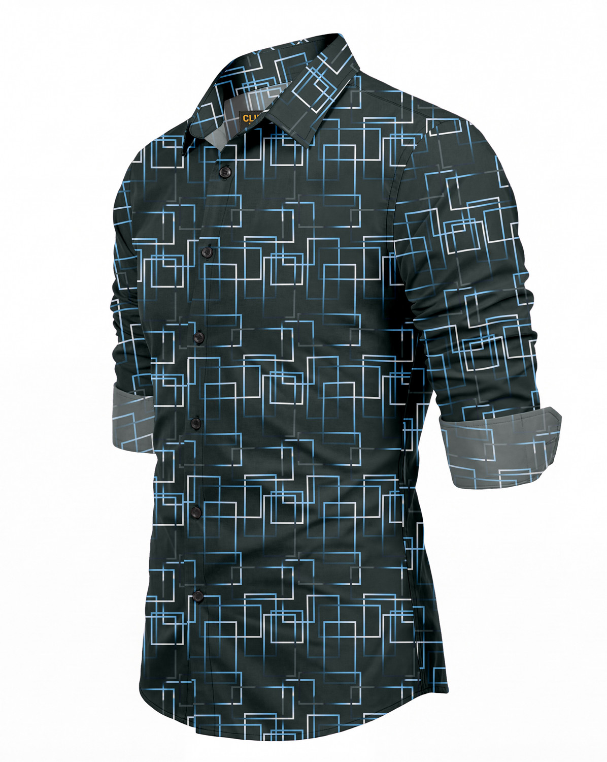 Image of clinch fashion Men Striped Casual Dark Blue Shirt