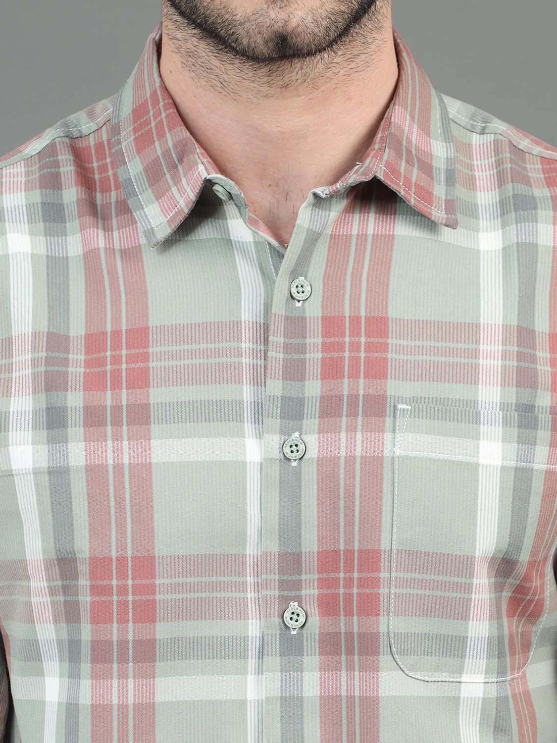 Image of HERE&NOW Men Checkered Casual Green, Pink Shirt