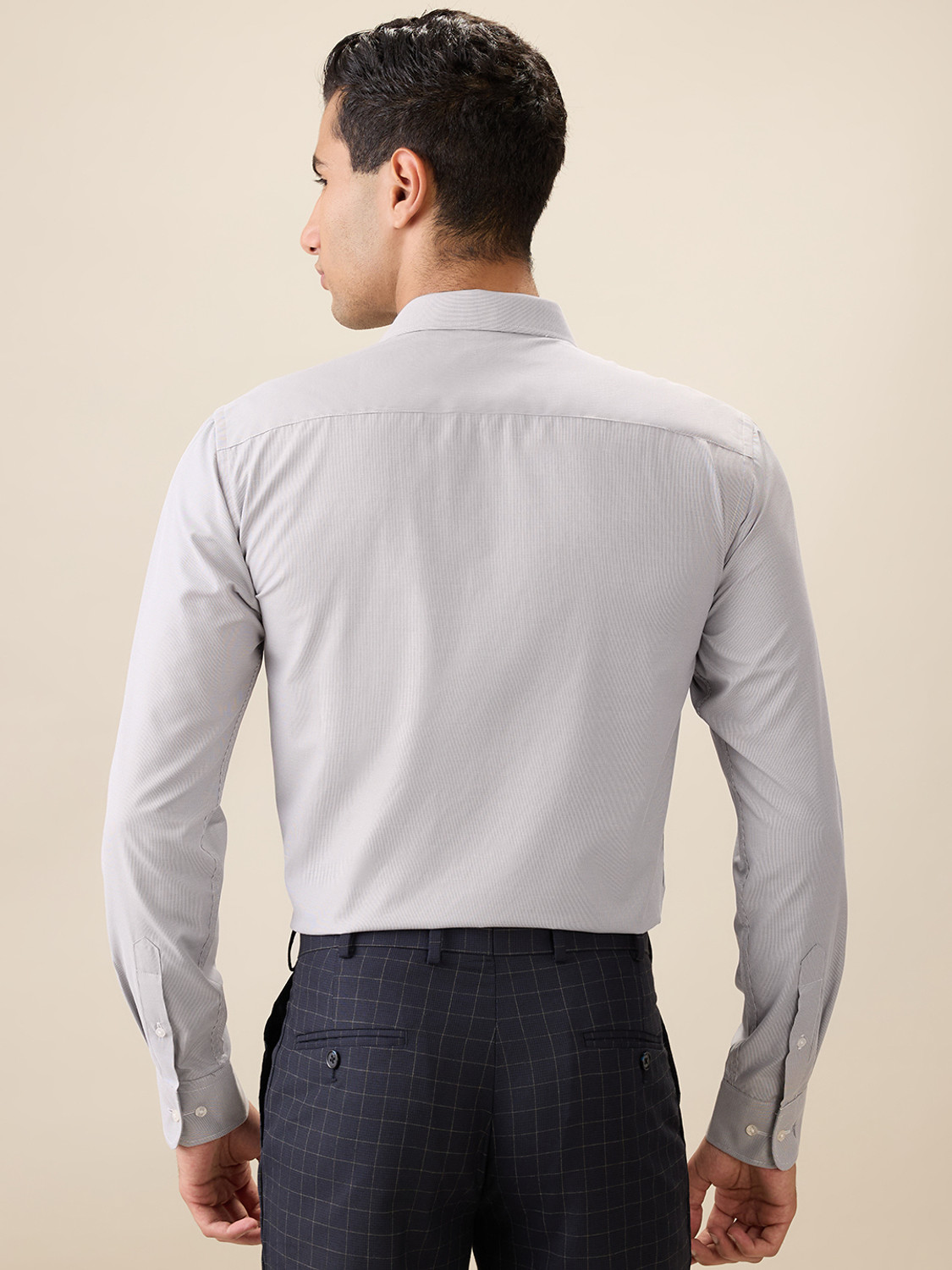 Image of PARK AVENUE Men Self Design Formal Grey Shirt