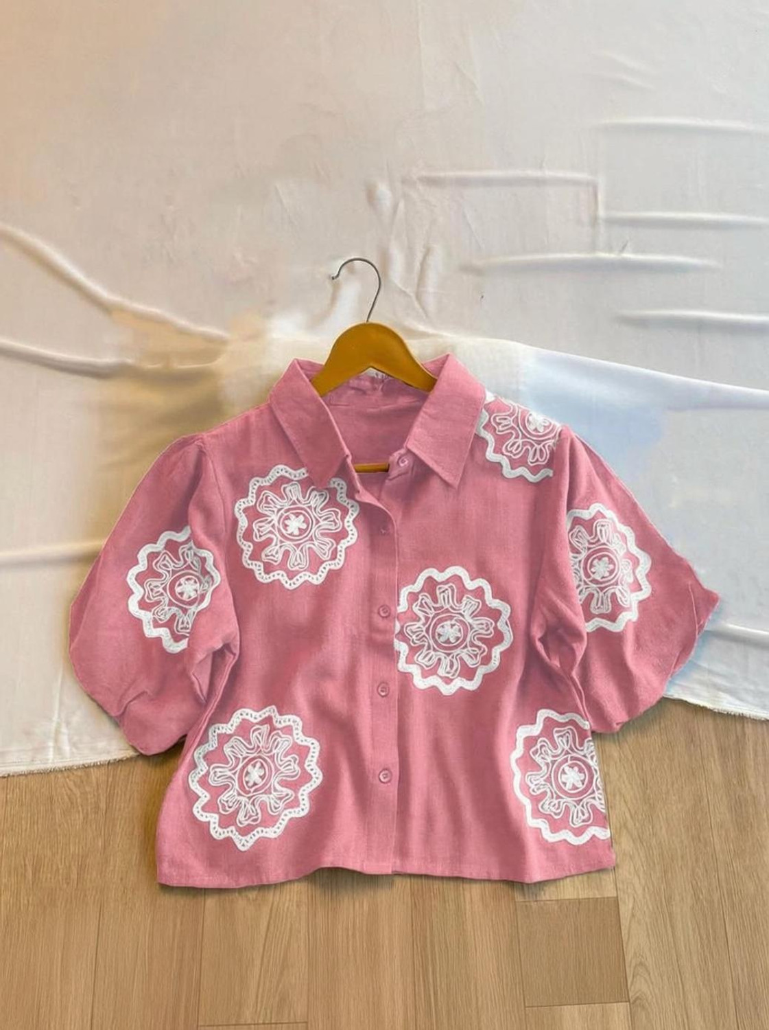 Image of vastrakaala Women Embroidered Casual Pink Shirt