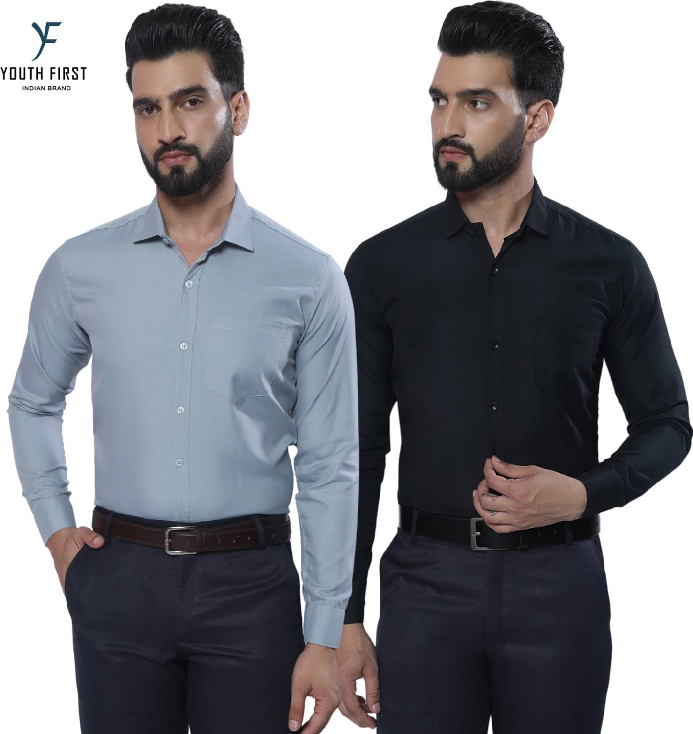 youth first Men Relaxed Fit Fit Solid Spread Collar Formal Shirt