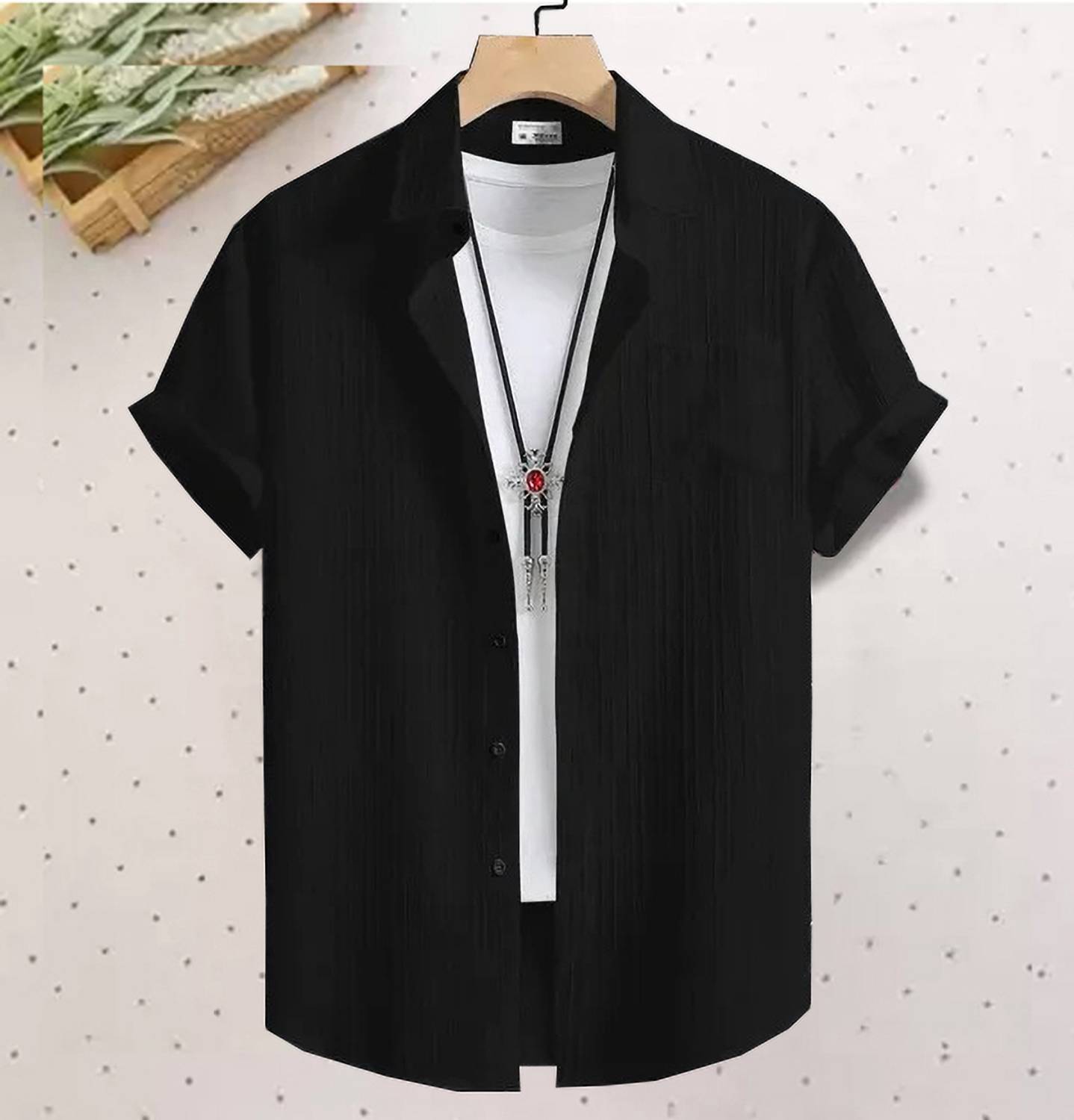 Abhirushi Boys Solid Formal Black Shirt