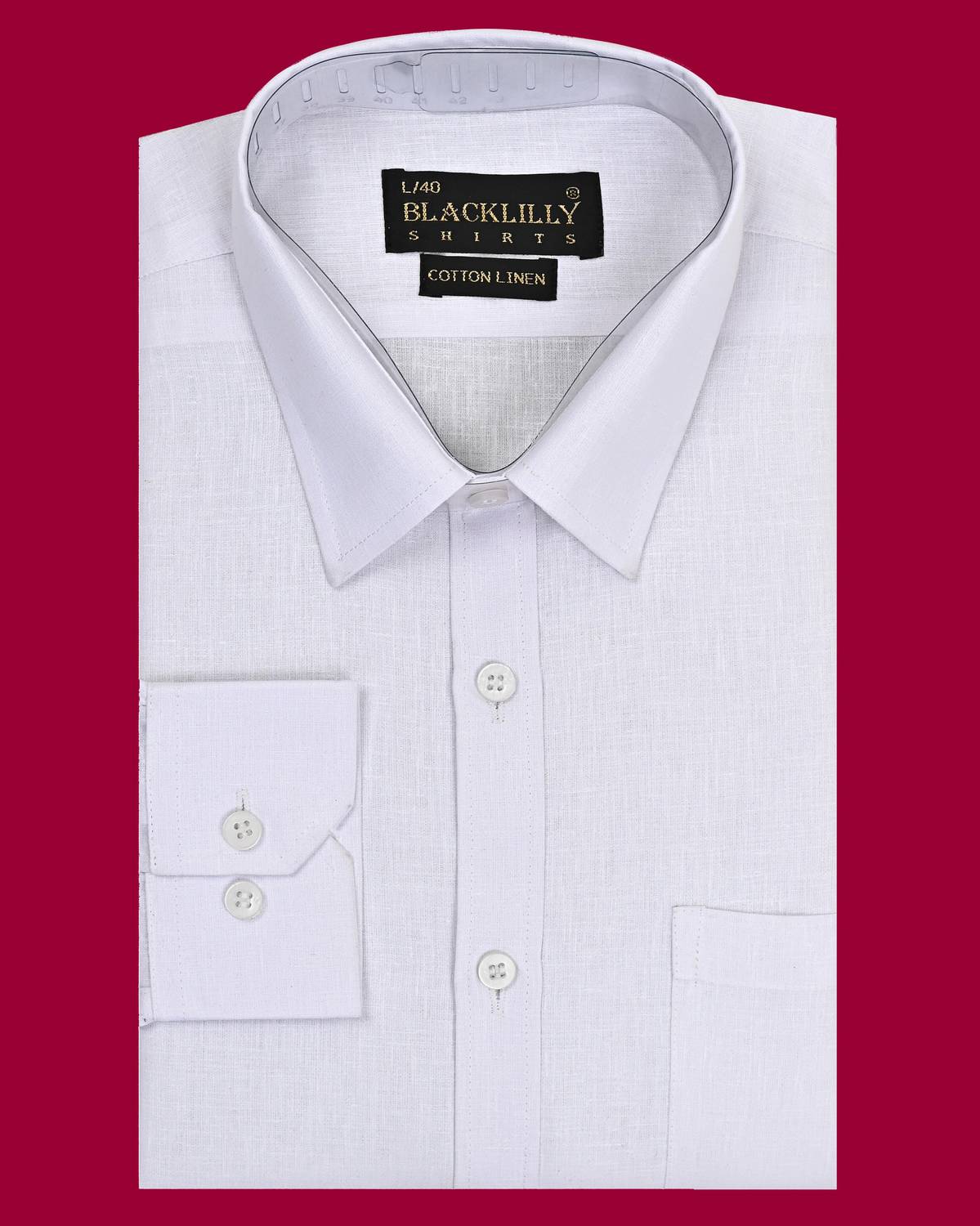 BlackLilly Men Self Design Formal White Shirt