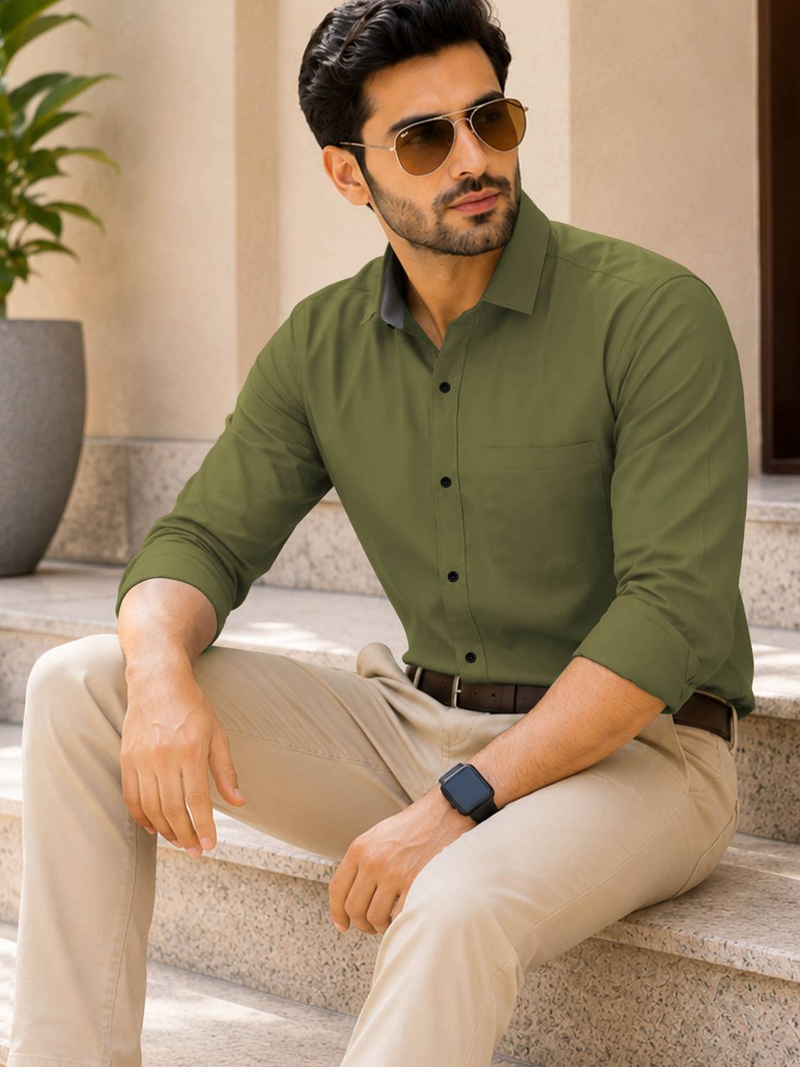 VeBNoR Men Green Casual Shirt - Image 4