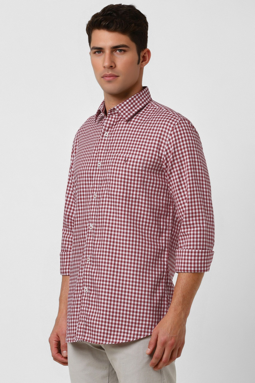 Image of VAN HEUSEN Men Checkered Casual Red Shirt