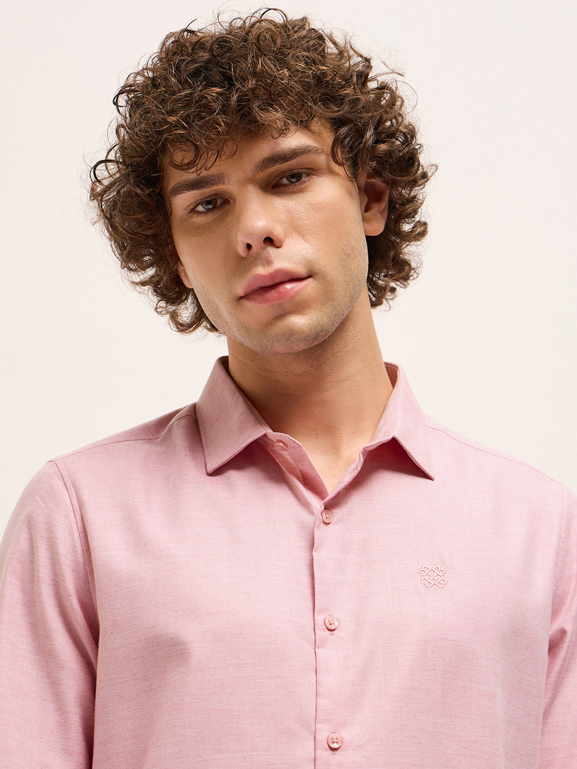 Image of THE BEAR HOUSE Men Solid Formal Pink Shirt
