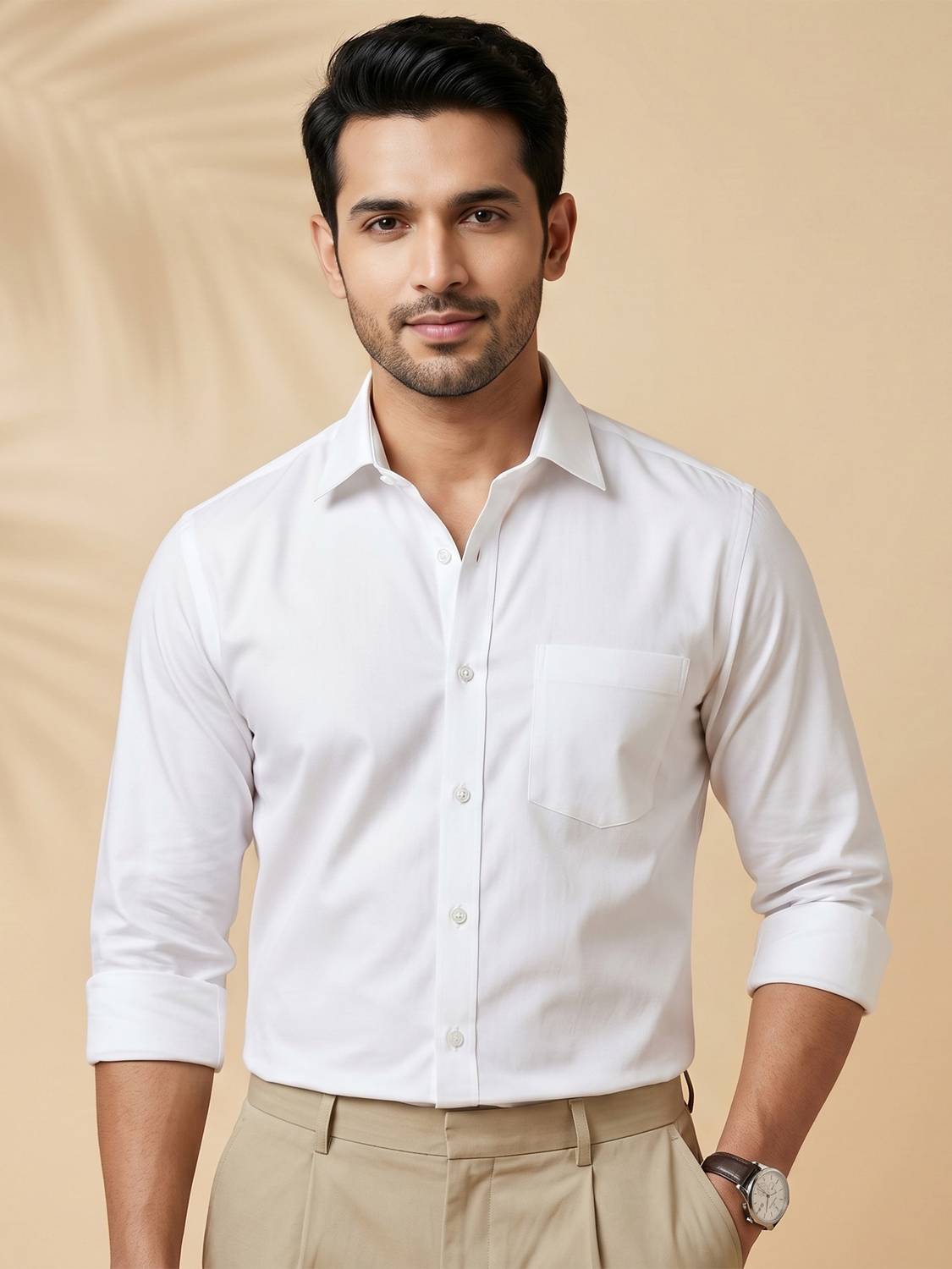 METRONAUT Men Solid Formal White Shirt