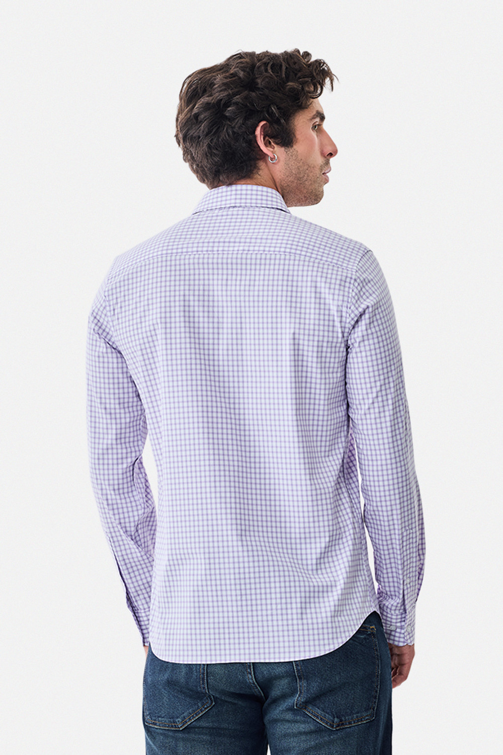 Image of Snitch Men Checkered Casual Purple Shirt