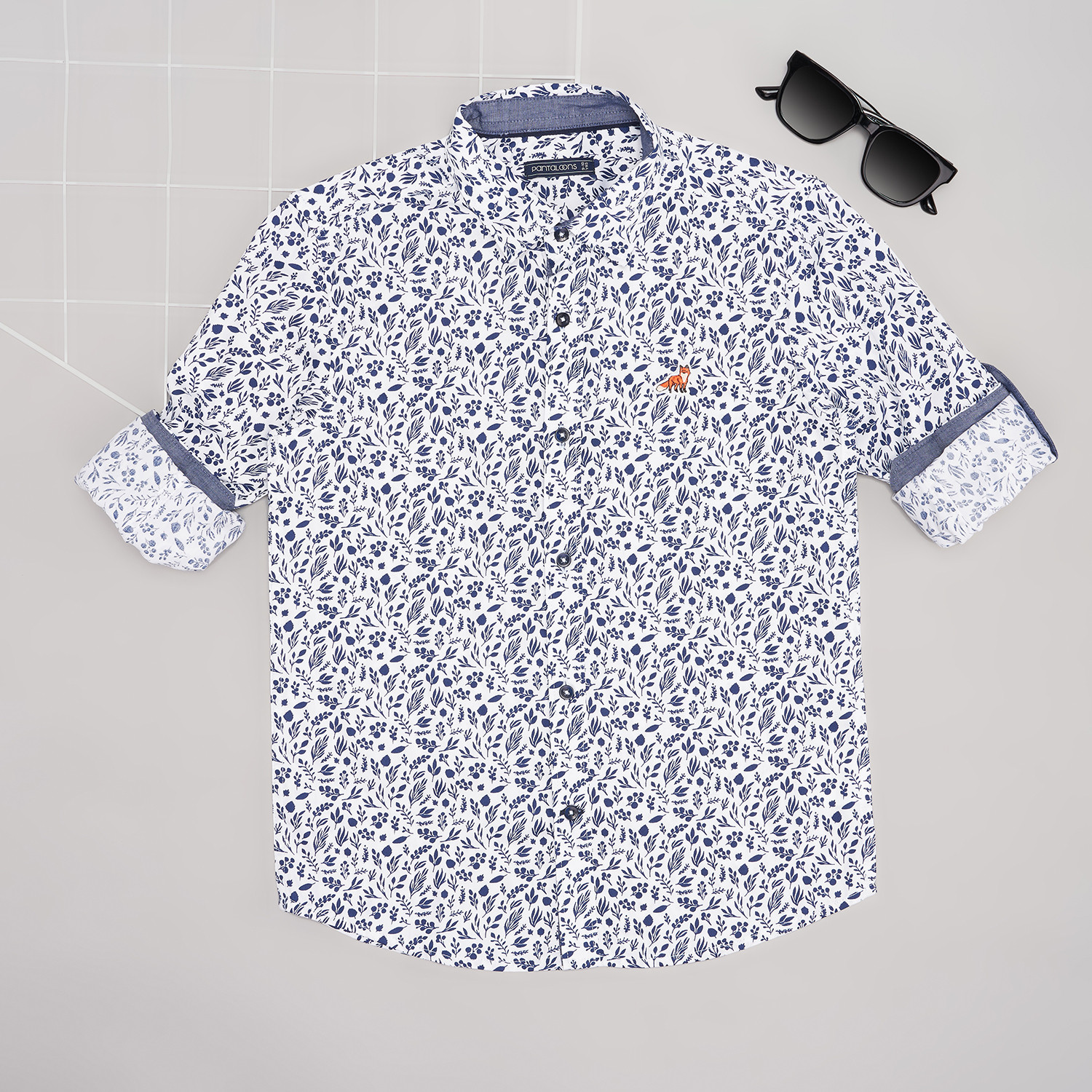 Image of Pantaloons Junior Boys Printed Casual Light Blue Shirt